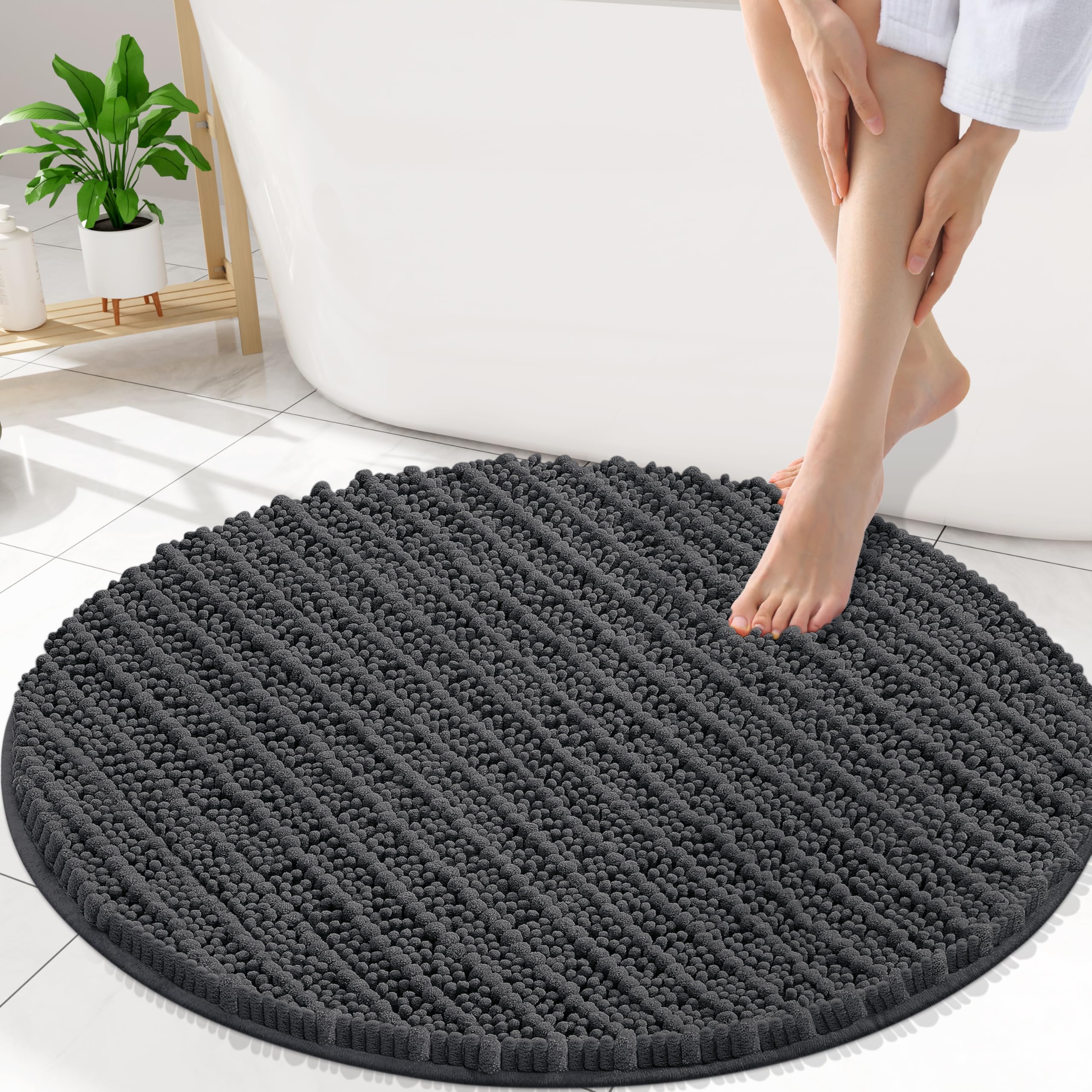 Smiry Bathroom Rugs Round 30X30, Extra Soft Rubber Backing Bath Mats