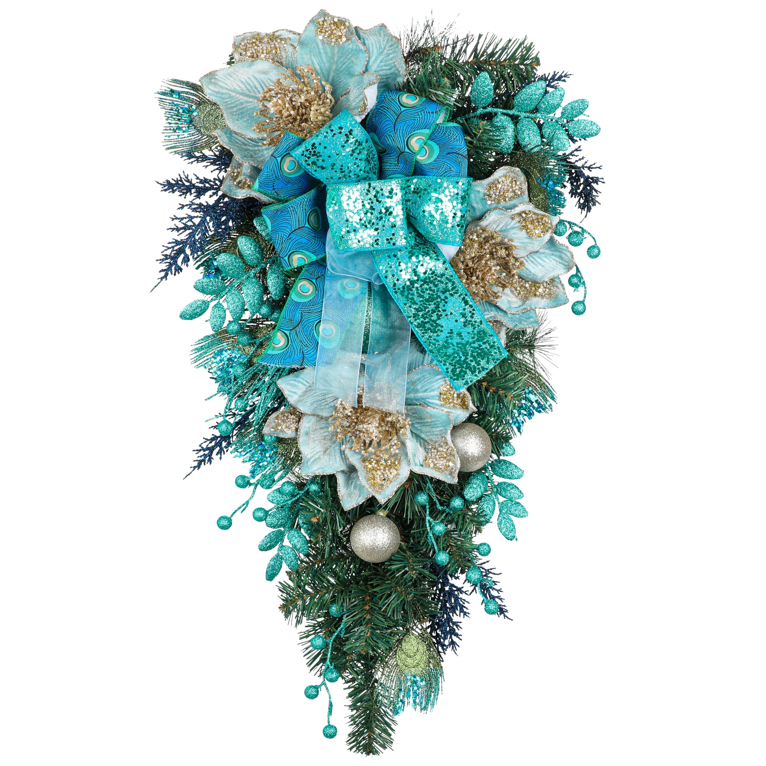 フラワー・リース Christmas swag no.821 Amazon.com: Briful Teal Christmas Swags 28'' x 17.7'', Magnolias