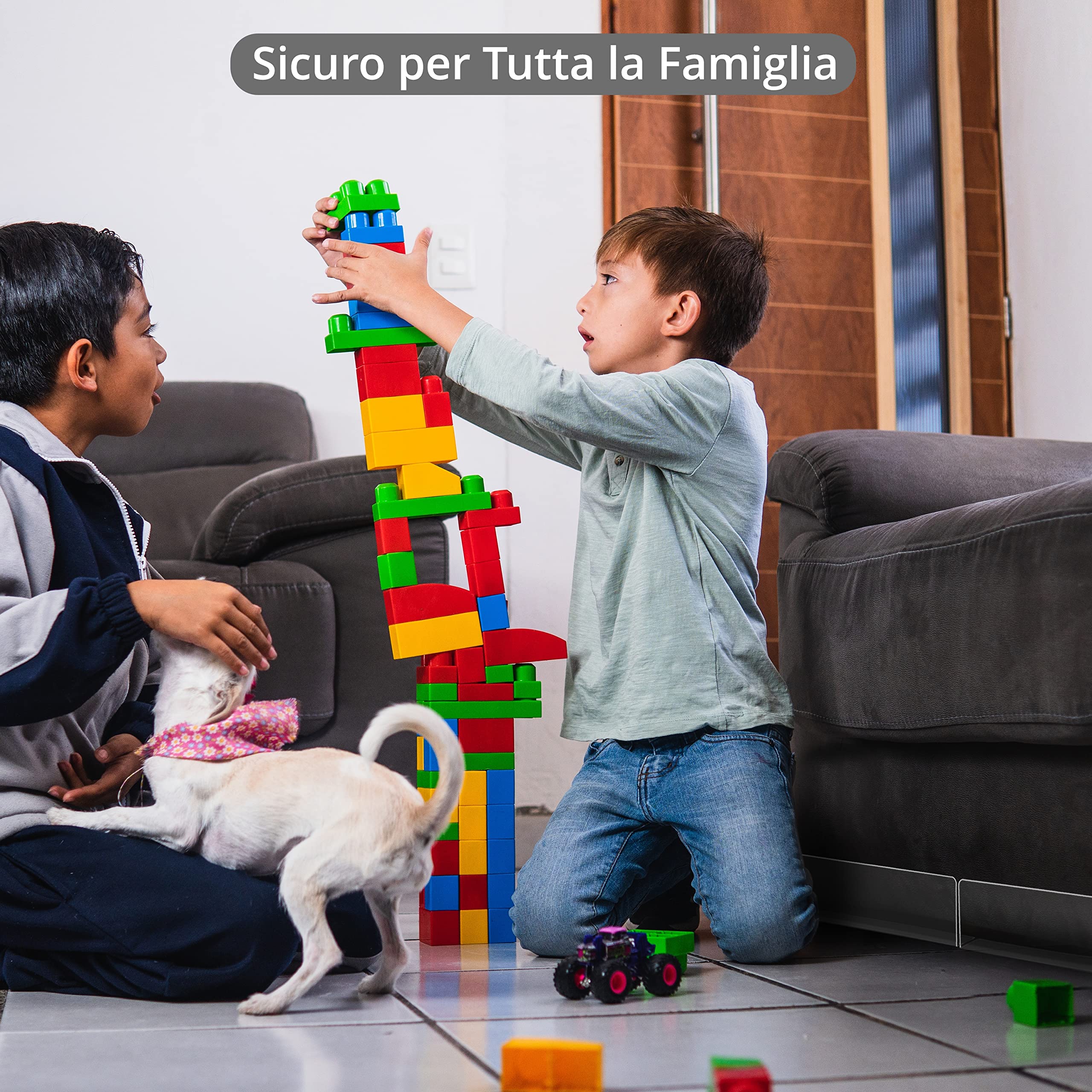 Bloccante giocattolo per mobili: 12 pezzi di blocco di giocattoli trasparenti sotto divano e letto, blocco di lacune, paraurti per giocattoli, impedisce che le cose sotto i mobili del divano, barriera