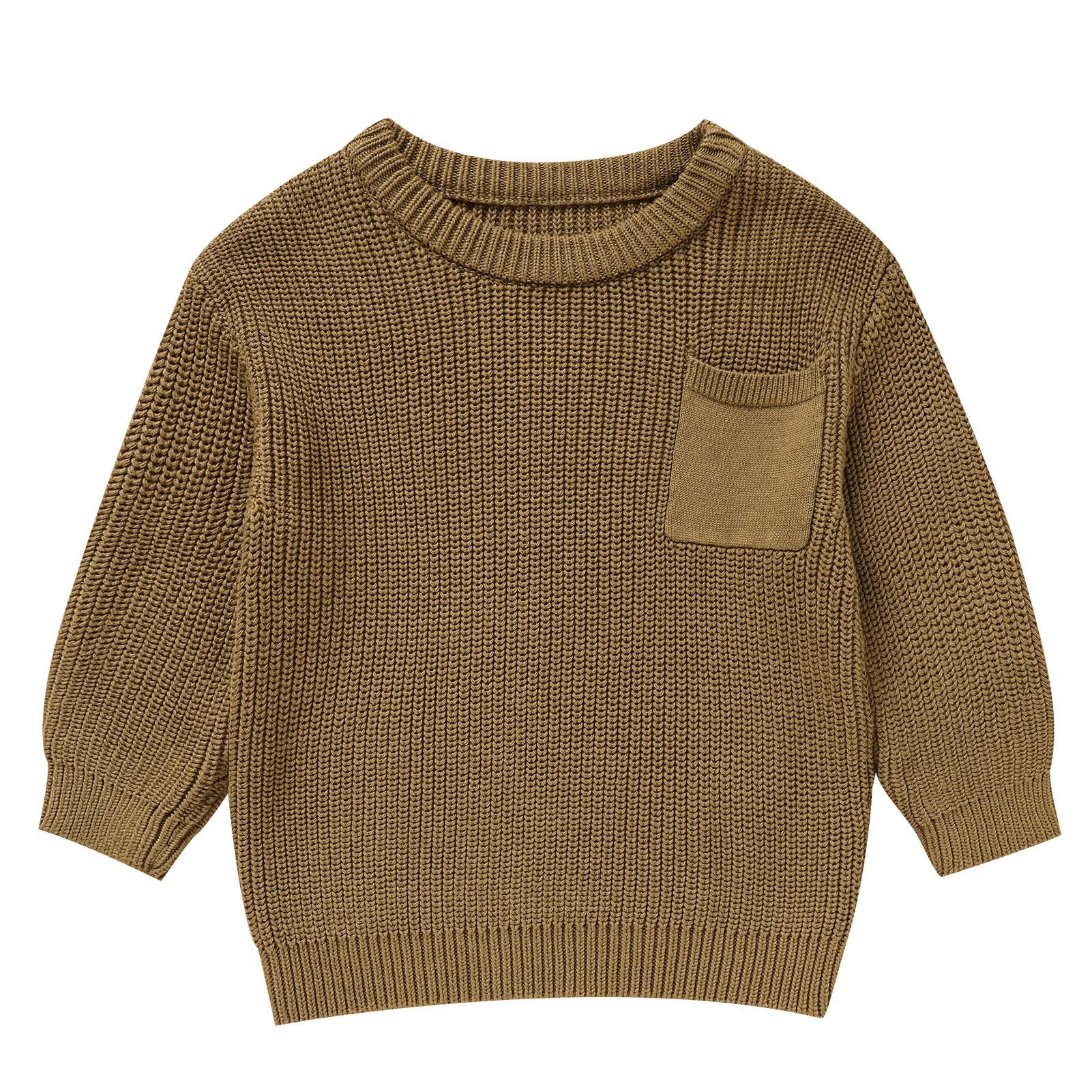 Viworld Toddler Girl Knit Sweater Blouse Pullover Warm Crewneck Long Sleeve Tops for Toddler Boy Fall Winter Clothes(Dark Coffee,4-5T)