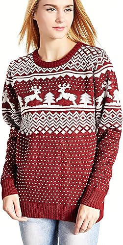 Miniatura 5 de v28 - Suéter para mujer diseño de copos de nieve y reno navideño