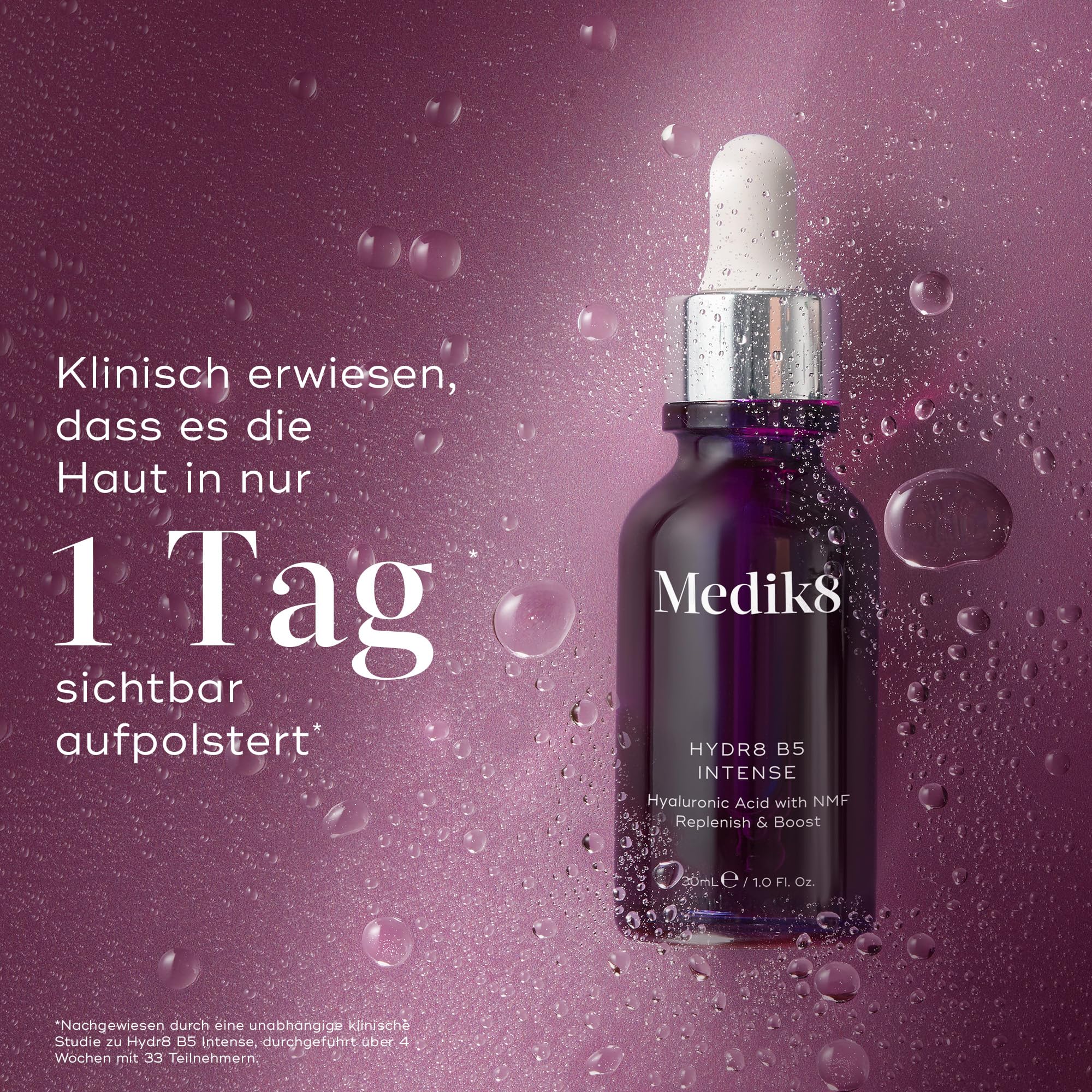 Medik8 Hydr8 B5 Intense - Aufgeladene, mehrfach gewichtetes Hyaluronsäure-Serum - Wirkt füllend, glättet & polstert die Haut auf - Ideal für normale bis trockene Hauttypen - 30ml