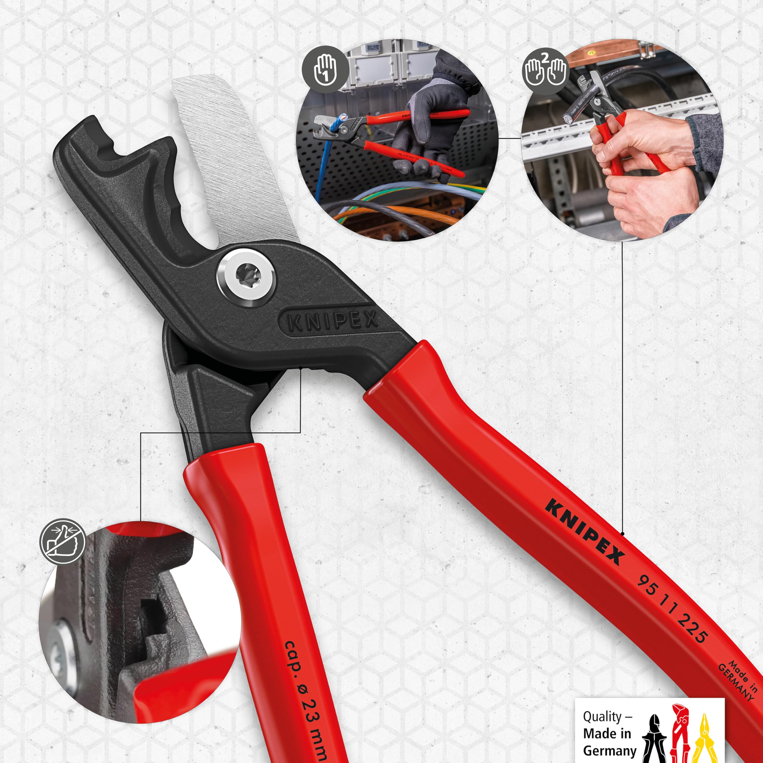 Knipex StepCut XL Coupe-câbles avec coupe par étapes gainées, 95 11 225