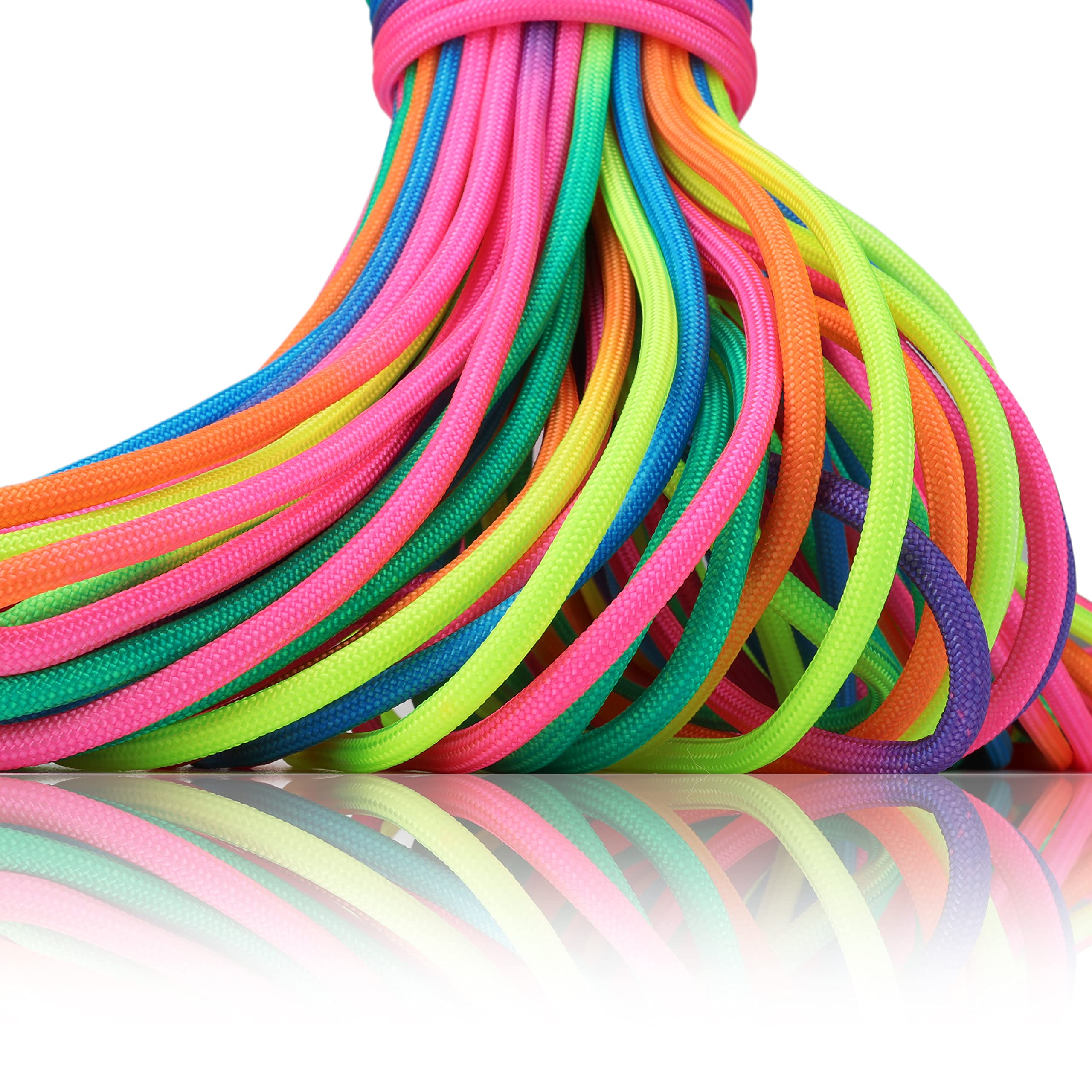 Ganzoo Paracord 550 linka Rainbow tęczowa, 4 mm, nylon poliester, typ 3, 7 rdzeni, 30 m, sznurek do DIY, bransoletki, smyczy i obroży dla psa, uniwersalna