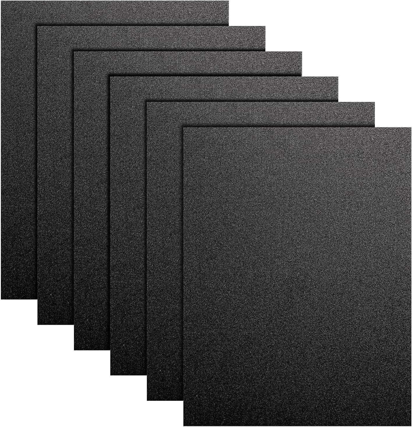 Hiceeden 6 Pack ABS Plastic Sheet 1.5mm Thick,305x405mm Black Flexible Plastic Sheets, Moldable Than Acrylic Sheet, ABS Material Sheets for DIY Crafts, Projects, Home Decor, (Smooth & Textured Finish)