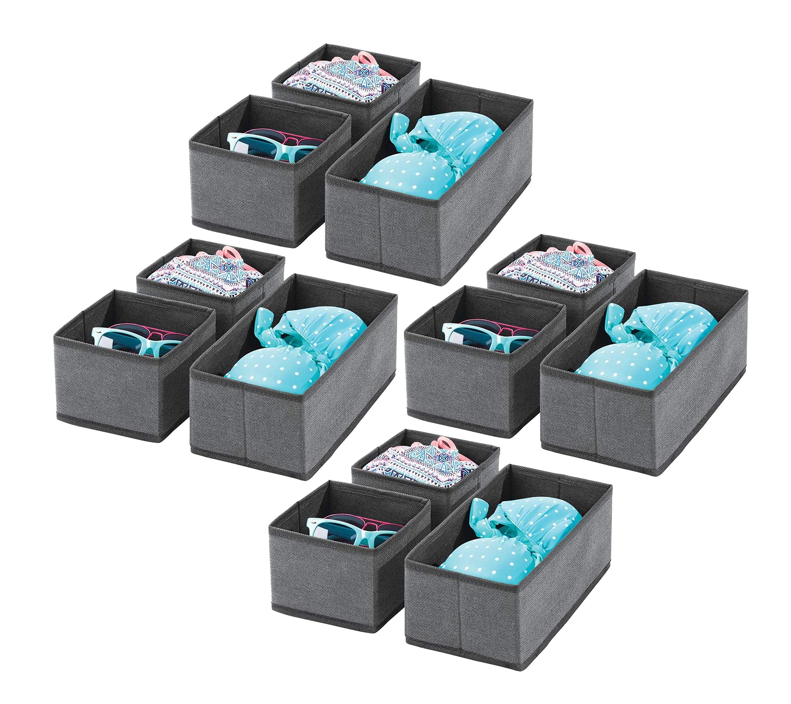 House of Quirk Juego de 3 cajas de almacenamiento, organizador de cajones de armario, cestas de cubo con cajones para ropa interior, brasieres, calcetines, corbatas, bufandas (paquete de 4 negro)