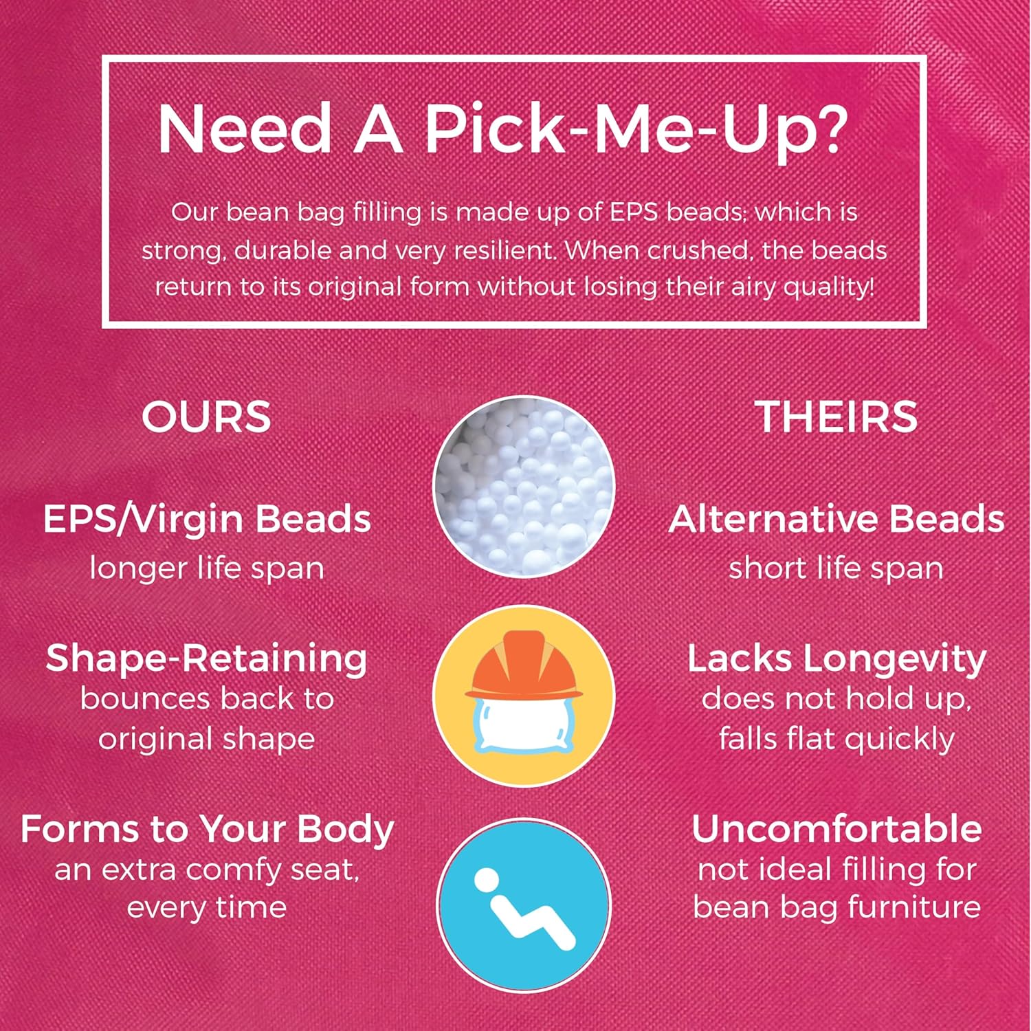 Cali Little Bear Sack Bean Bag Chair, Durable Coated Oxford Nylon Cover, Flexible Seating for Children, Kid's Furniture for Bedrooms, Playrooms, Daycare, Preschool (2-Pack) - Raspberry