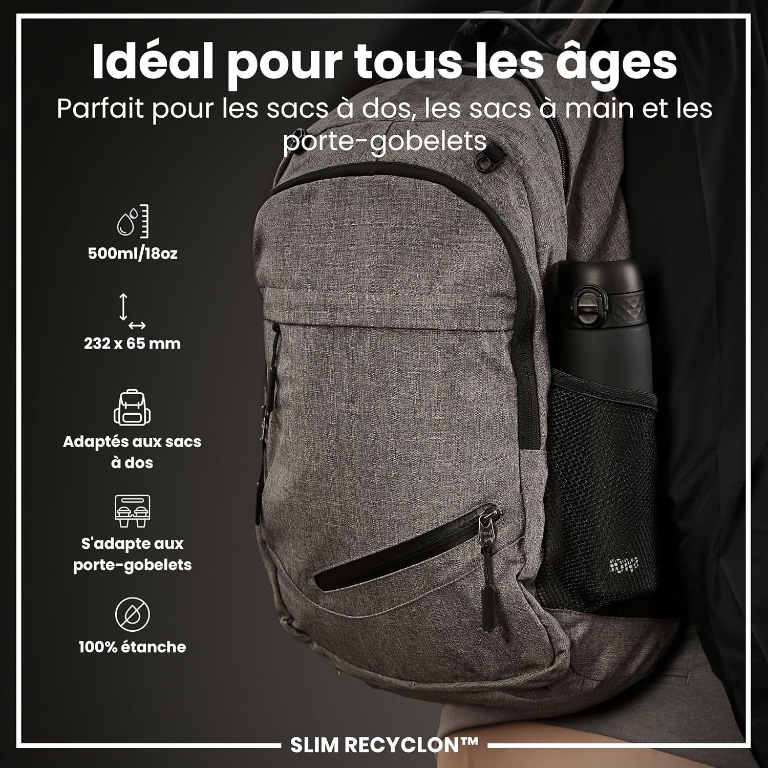 ION8 Gourde, 500ml, Anti-Fuite, Facile à Ouvrir, Verrouillage Sécurisé, Lavable en La - Détails et caractéristiques