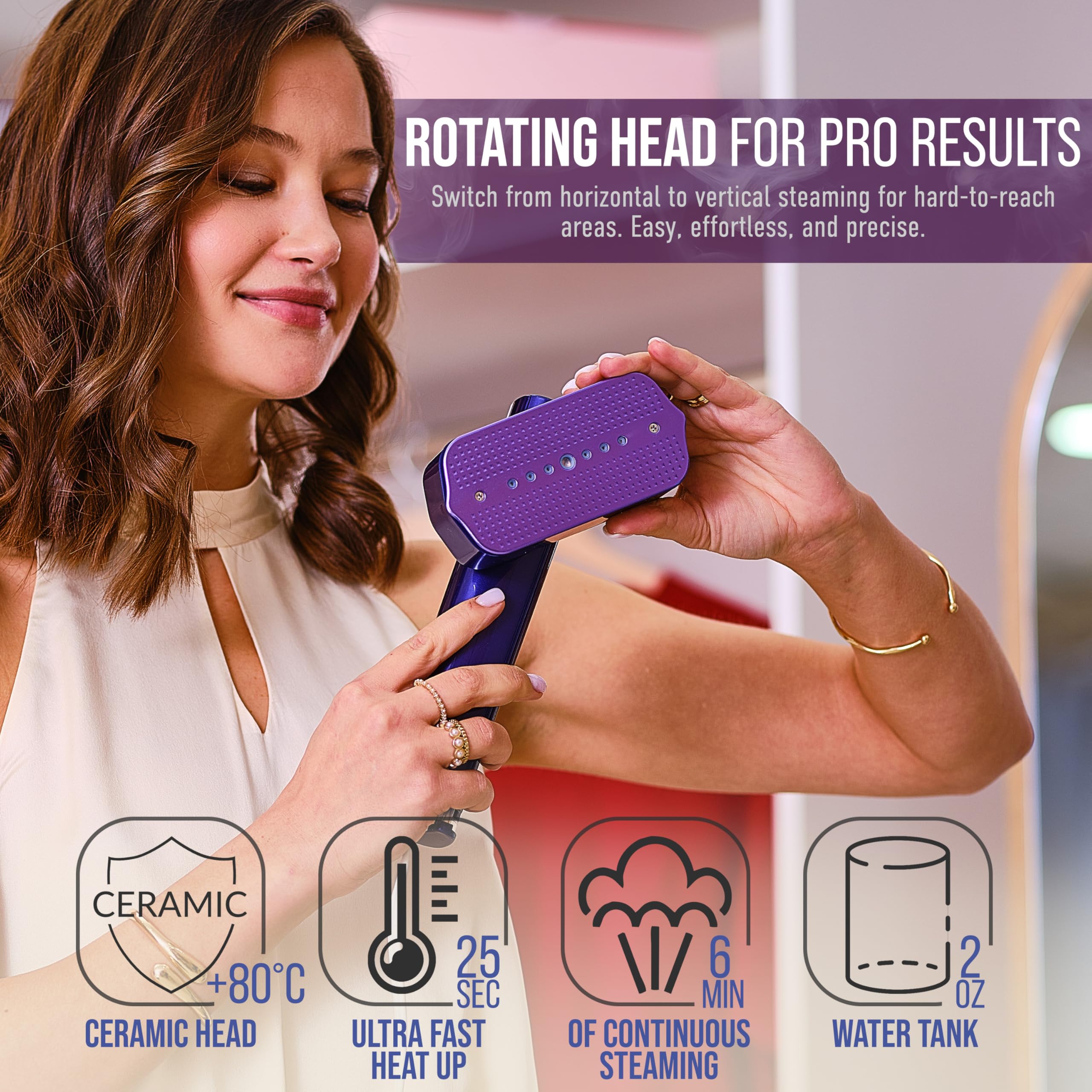 Mini plancha de vapor y vaporizador de ropa de viaje, removedor de arrugas portátil de 1200 W, vaporizador de ropa de mano, calentamiento rápido de 20 segundos, 4 modos, diseño plegable 4