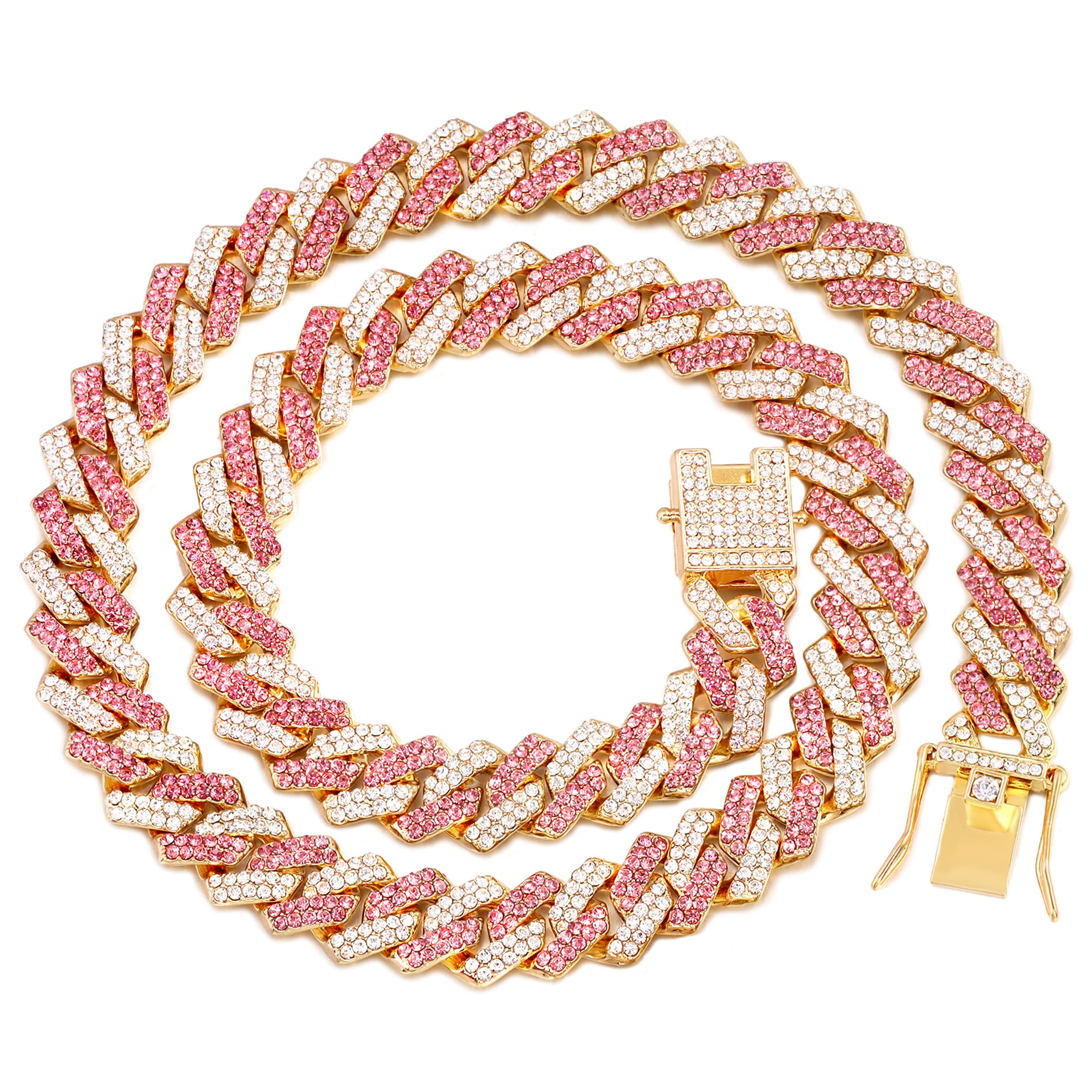 Collier cubain en diamant or rose pour chien de taille moyenne et grande en balade