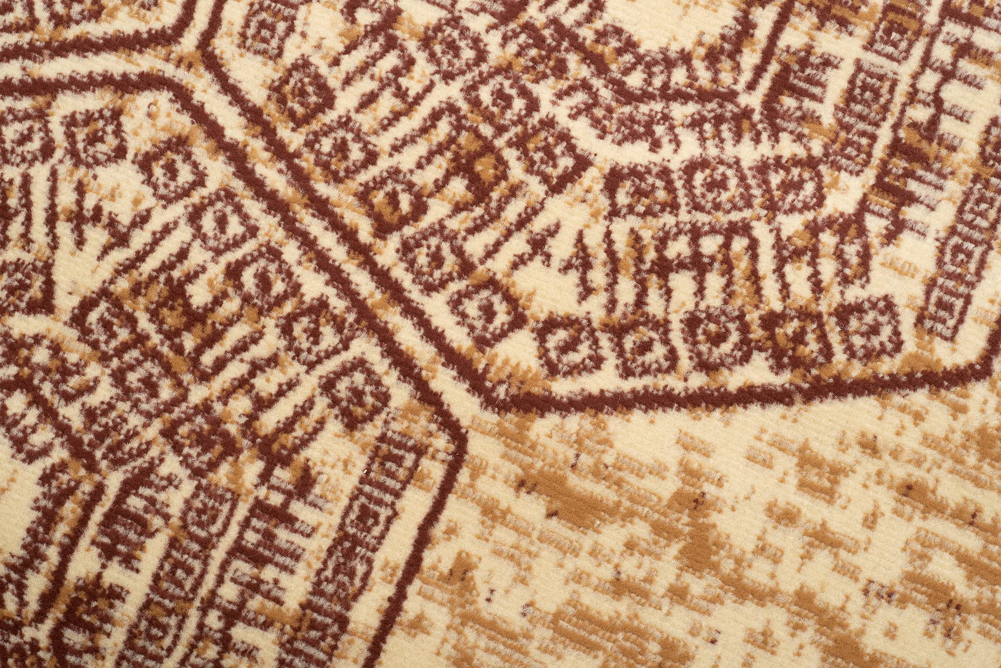 TAPISO Atena Tapis de Salon Chambre Ado Design Moderne Sable Marron Motif Grec Bordé Doux Fin Poil Court 140 x 200 cm