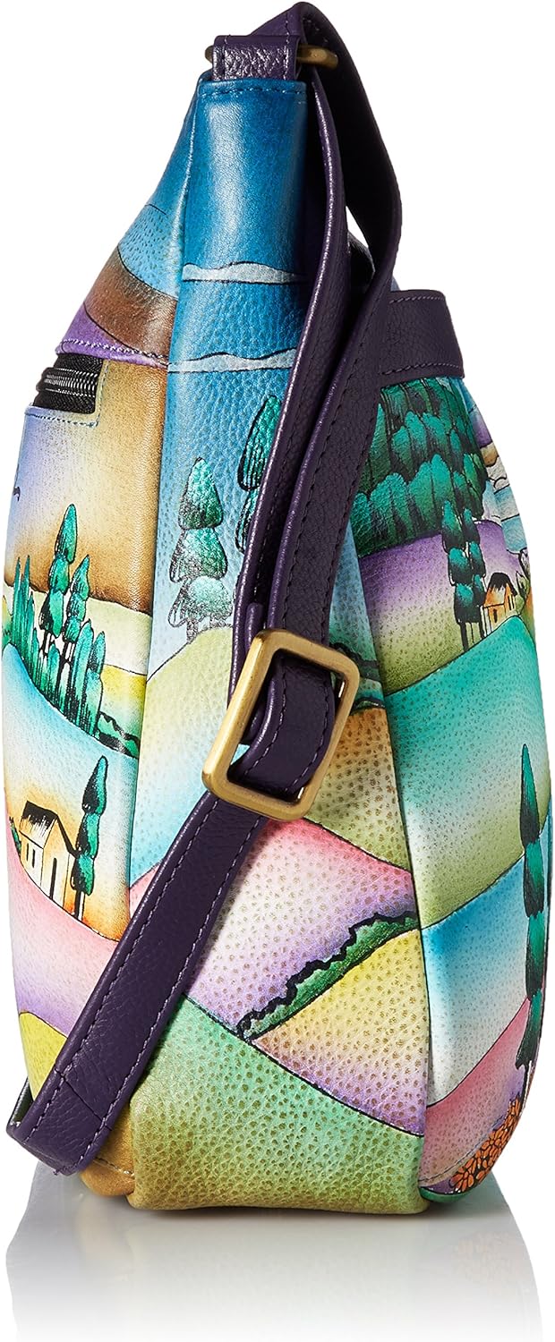 Anna by Anuschka Women's Genuine Leather Medium Cross Body | Zip-Top Organizer with Outside Pocket