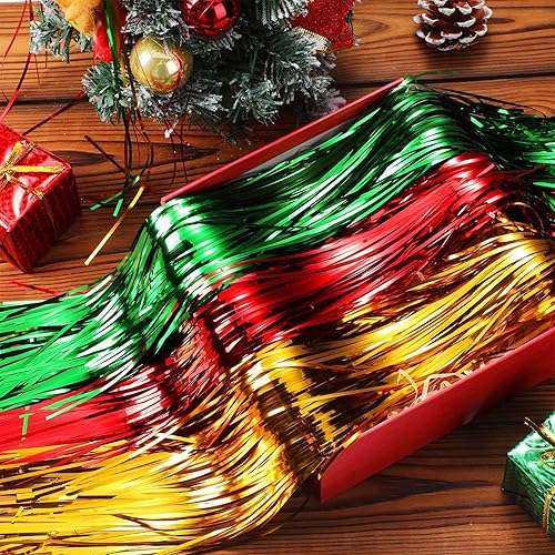Miniatura 9 de Carámbanos de oropel brillantes de Navidad de 18 pulgadas para árbol de Navidad, flecos de oropel iridiscente de Navidad, flecos de papel de