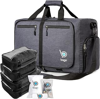 Travel Bundle: 4 Packing Cubes (Black) & 40L Duffel Bag (Snow Black) Set - Organize and Carry with Ease