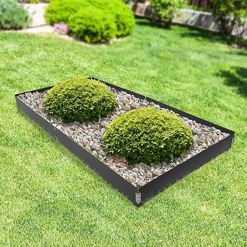 Miniatura 7 de Borde de acero para césped, 40 pulgadas de largo, borde de acero de 8.4 pulgadas de profundidad, borde de borde de jardín negro, borde de paisaje