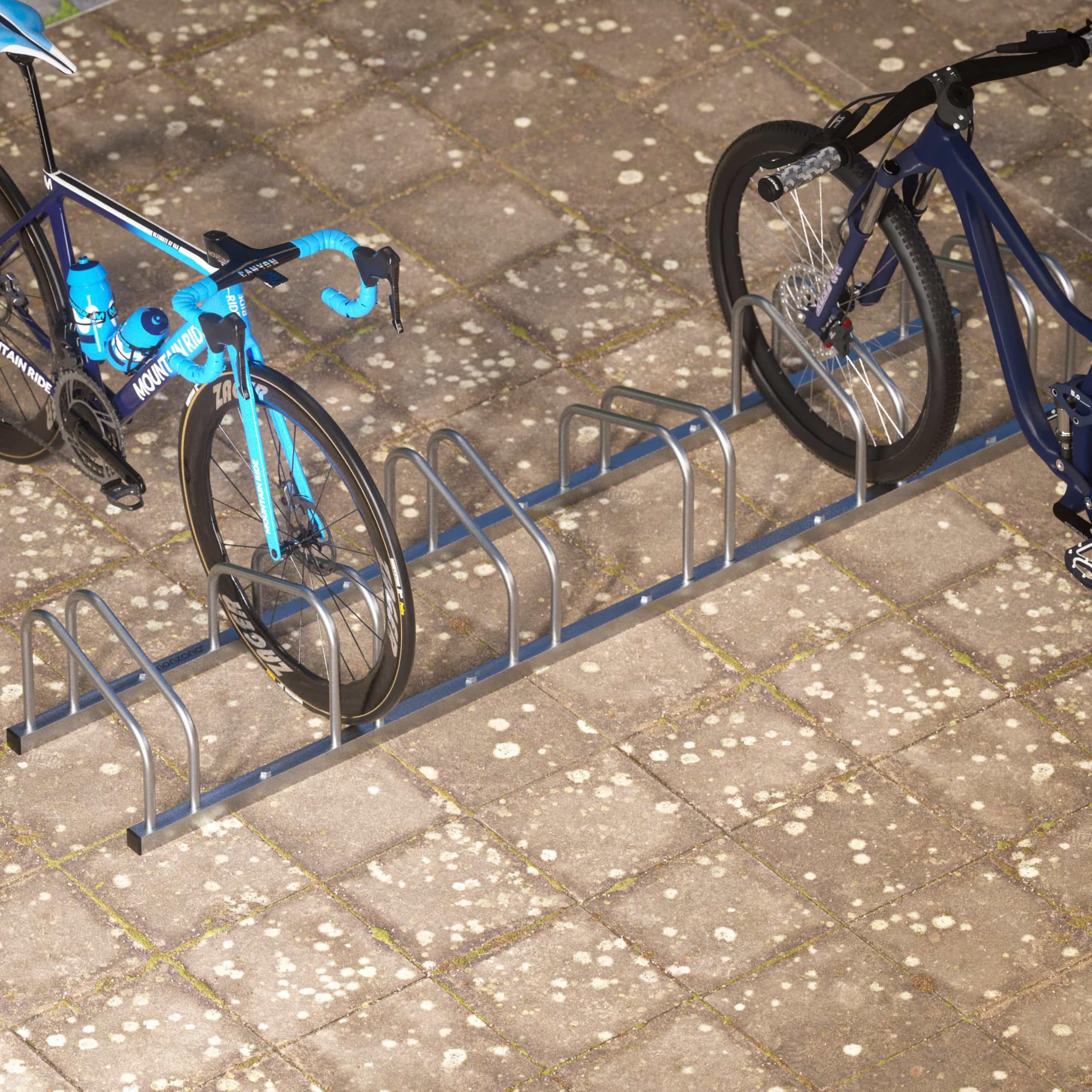 Monzana® Fahrradständer für 6 Fahrräder 37cm Radabstand 30-65mm Reifenbreite rostfreier Stahl selbstsichernde Schrauben Boden oder Wandmontage Mehrfachständer Fahrradhalter Aufstellständer Radständer