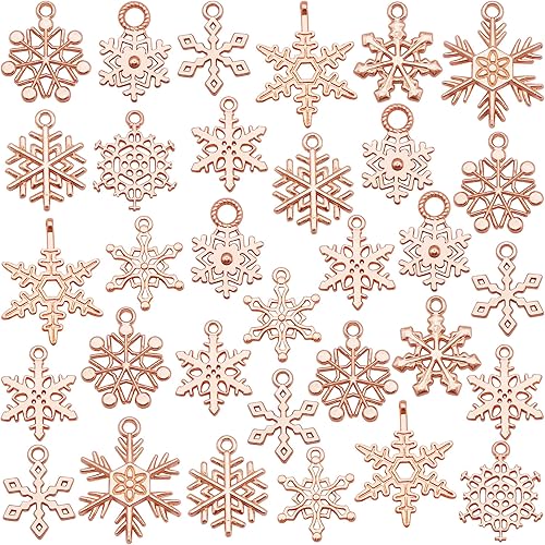Julie Wang Dijes de copo de nieve de oro rosa de 353oz para Navidad Año Nuevo joyería collar aretes pulsera llavero manualidades bricolaje búsqueda