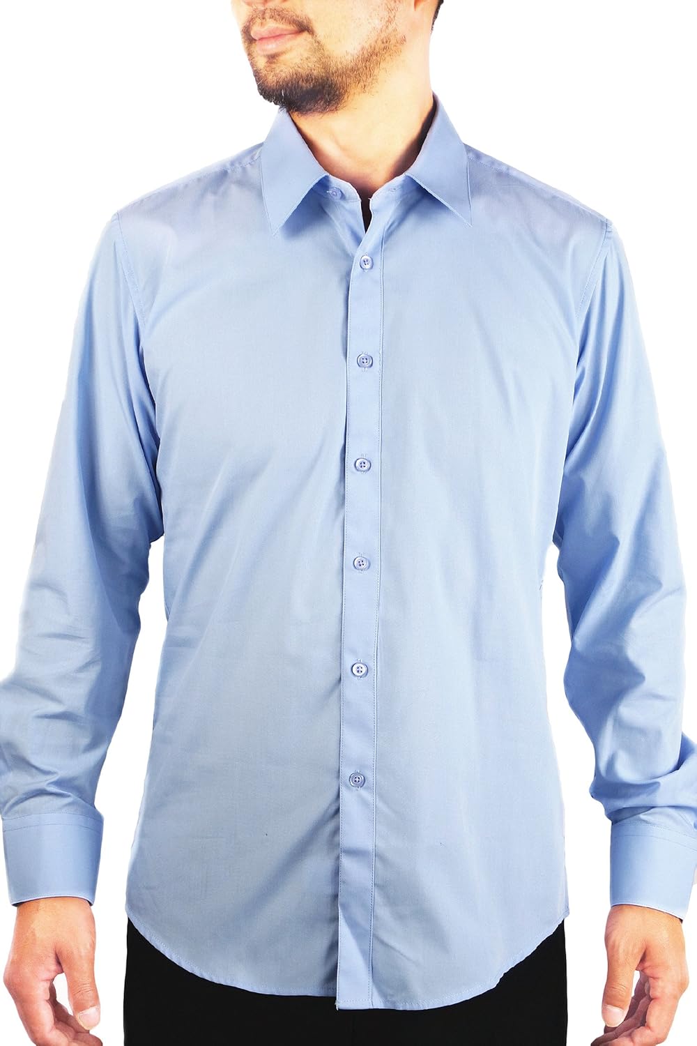 Amanti Men's Slim Fit Dress Shirt Convertible Cuff Solid (Neck Size: 15 ...