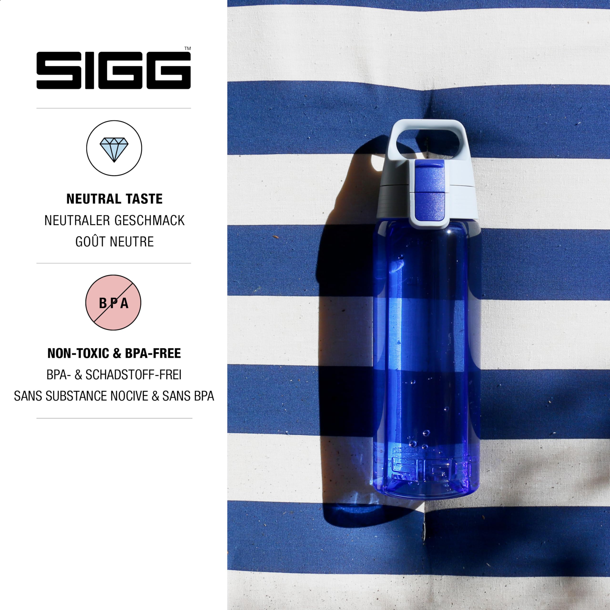 Sigg Butelka na wodę z tritanu, kolor uniwersalny, nadaje się do napojów gazowanych, nadaje się do mycia w zmywarce, szczelna, bez BPA, 0,6 l / 1 l