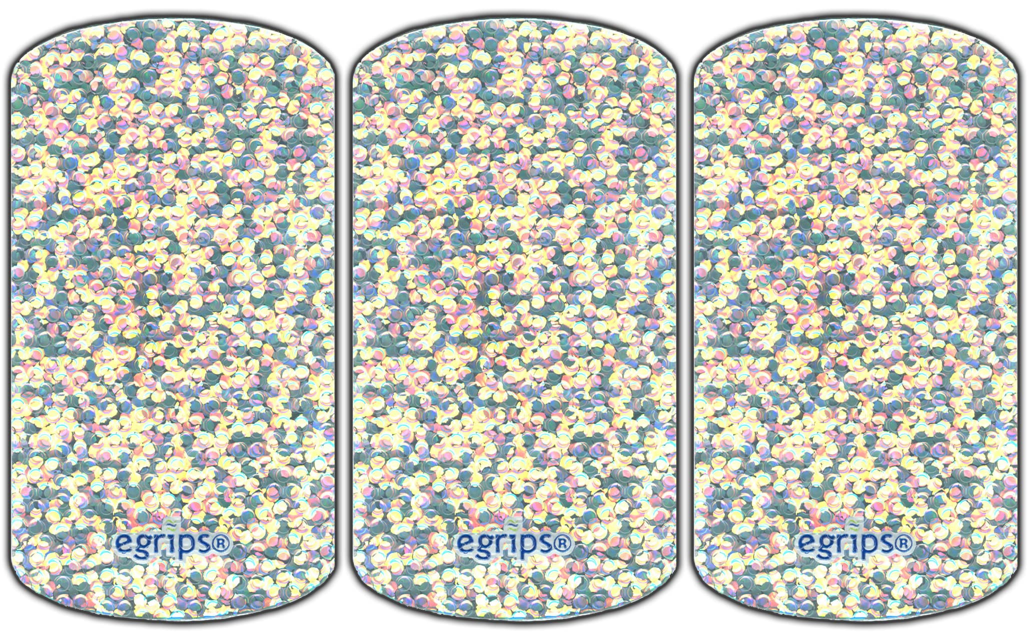 3 Pack of egrips 1" x 2" Silver Sparkle Grip Stickers