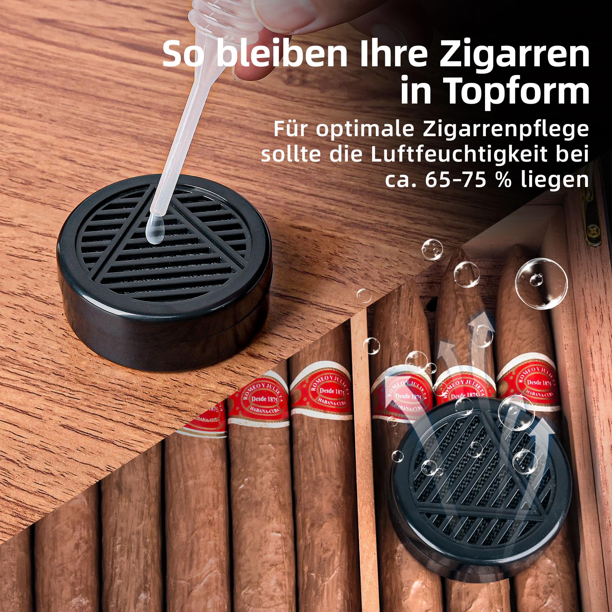 Humidory cygar, humidory, hiszpański cedr, drewniane pudełko na cygara i nawilżacz powietrza, do 20-25 cygar, akcesoria dla mężczyzn na prezent (BW)