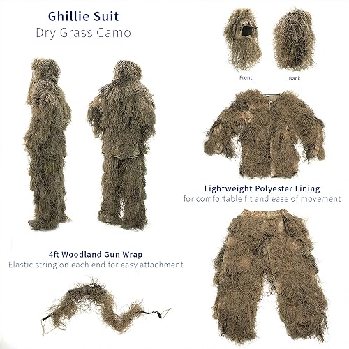 Miniatura 3 de VIVO Ghillie ropa de caza de camuflaje para el bosque- Traje (4 piezas)