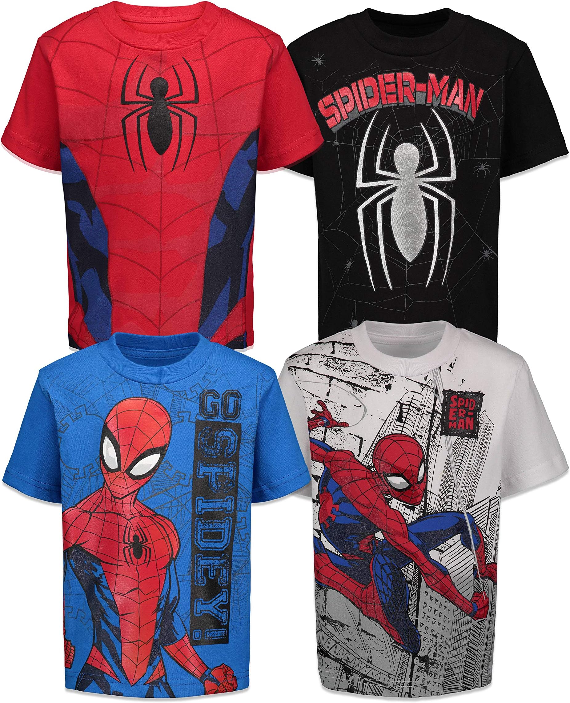 Spider-Man 4 Pack Pullover T-Shirts Toddler to Big Kid