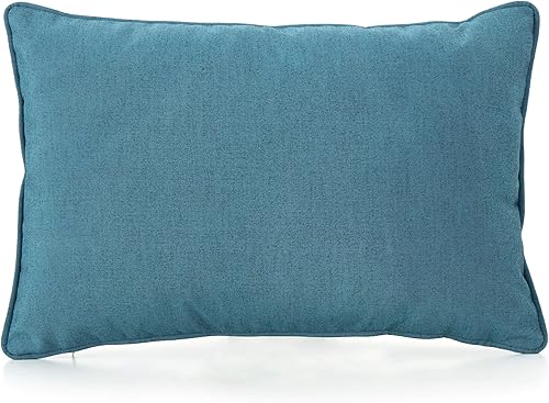 Christopher Knight Home Coronado Outdoor - Almohada rectangular resistente al agua, color verde azulado