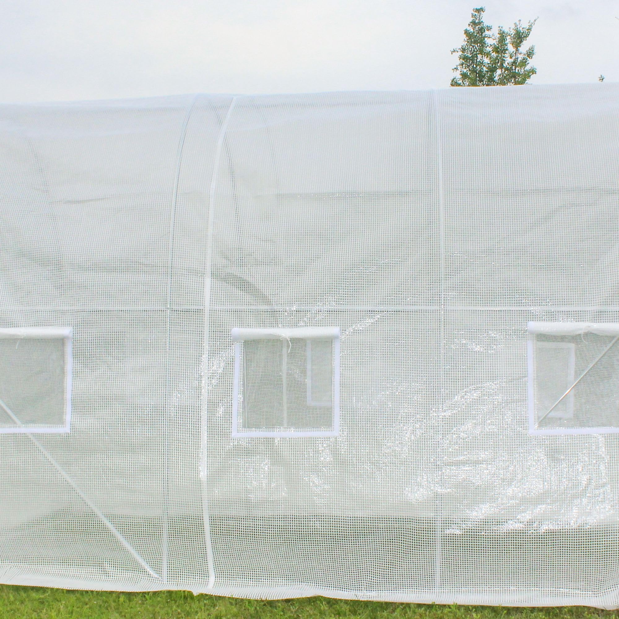 Outsunny Plásticos para Invernaderos 3x2x2 m Cubierta de Repuesto para Invernadero de Polietileno con 6 Ventanas y Puerta Enrollable Protección de Plantas para Jardín Blanco