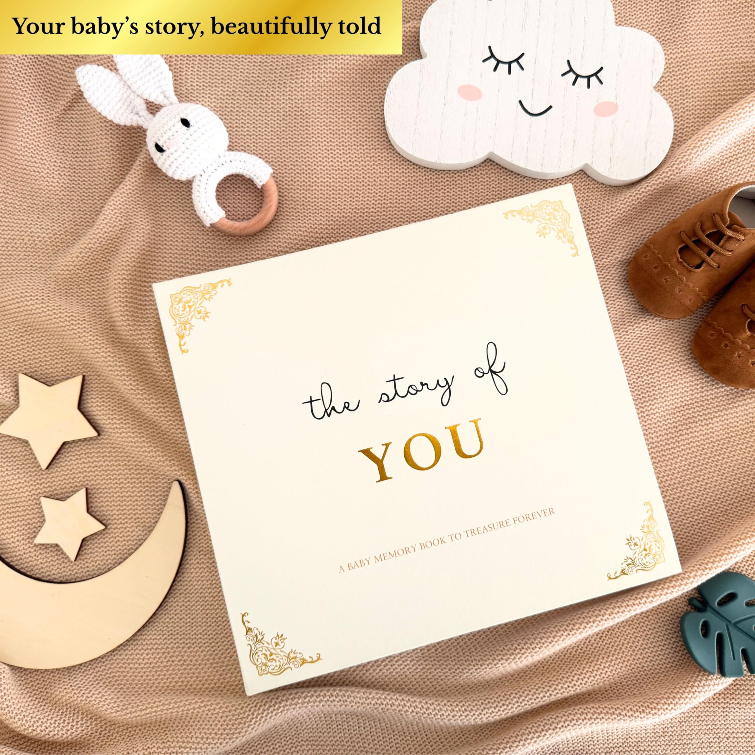 Inspirational Baby Journal & Memory Book Keepsake, Cream & Gold Luxury Design, 172 Pages for 4x6 & 5x7 Photos - Image 2