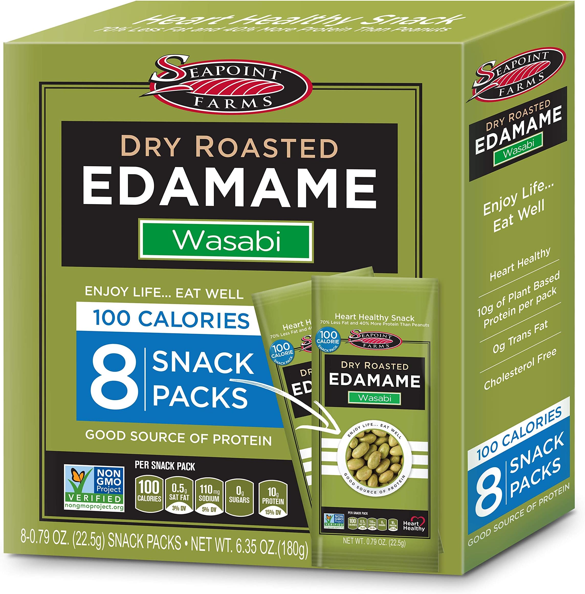 Seapoint Farms Dry Roasted Edamame, Wasabi, Vegan, Gluten-Free, and Non-GMO, Crunchy Snack for Healthy Snacking, 100 Calorie Snack Pack (12 Boxes)