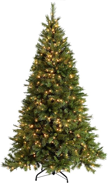 WeRChristmas Pre-Lit Victorian Pine Multi-Function Christmas Tree with 500 Warm White LED Lights, Green, 7 feet/2.1 m