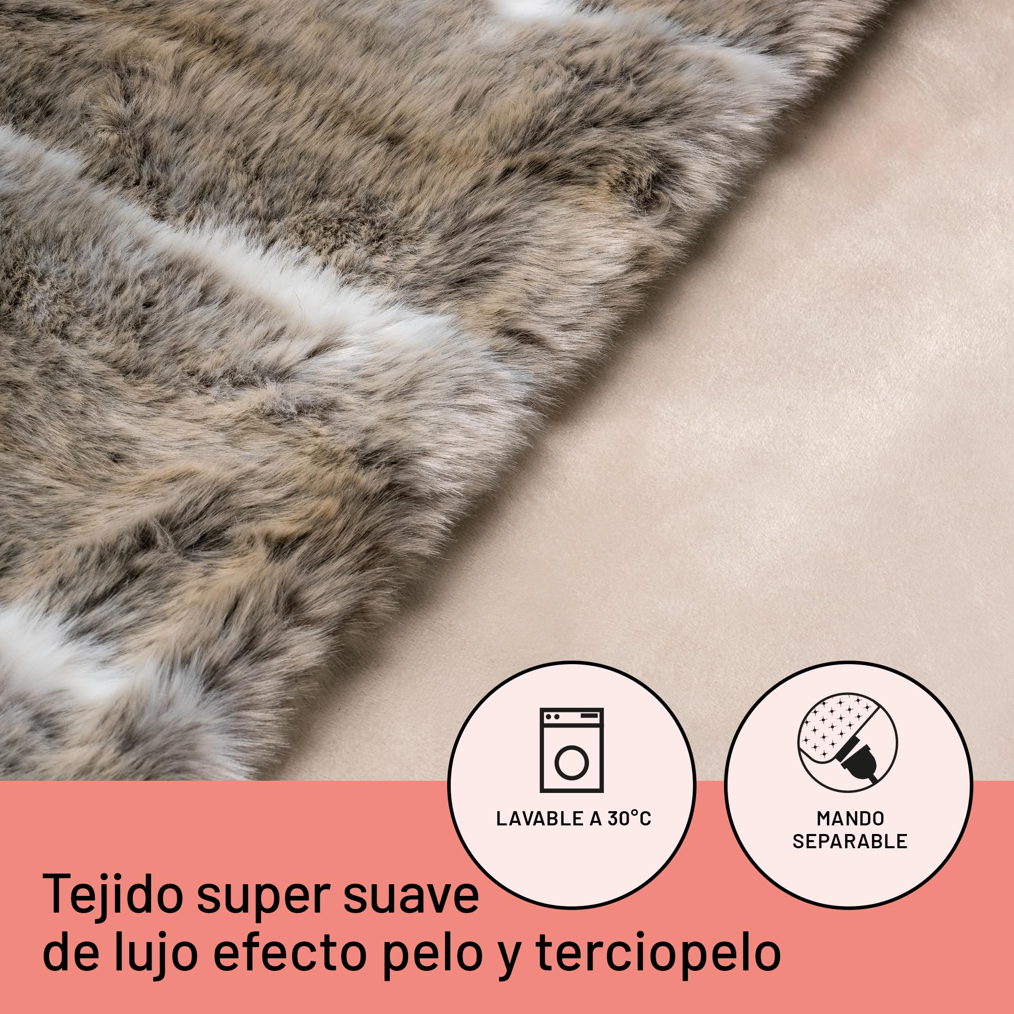 DAGA Manta térmica eléctrica de Sofá Relax Suave Lujo, Tecnología de Calefacción Intellisense, Tejido Suave Efecto Pelo y Terciopelo, 6 Niveles de Temperatura, 160 x 120 cm