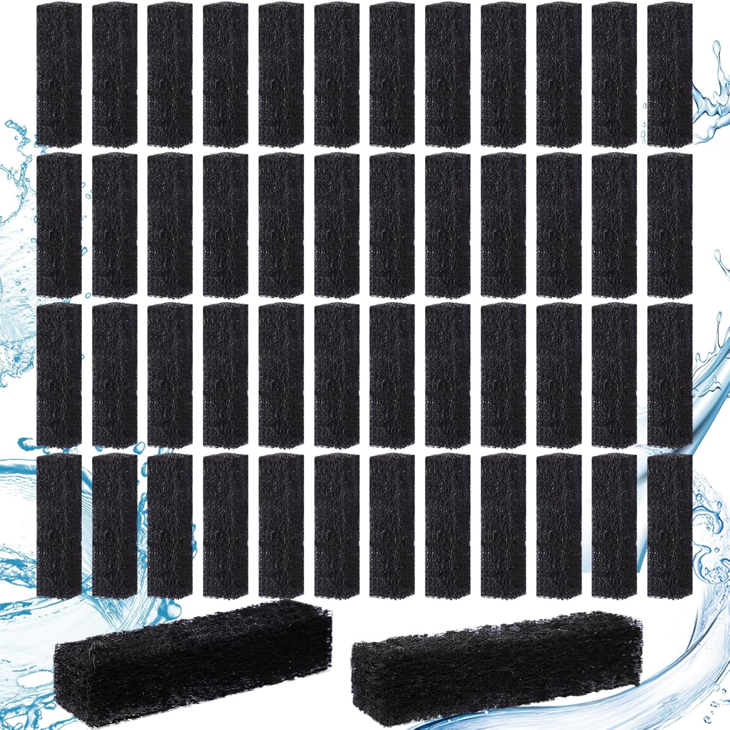 VIHOSE 50 Pcs Ammonia Reducer Filter Pads Compatible with Aqueon Quietflow LED Pro Model 10, Fiber Cotton Replacement Filter Cartridges, Aquarium Fish Tank Sponge Media for Filters(Black)