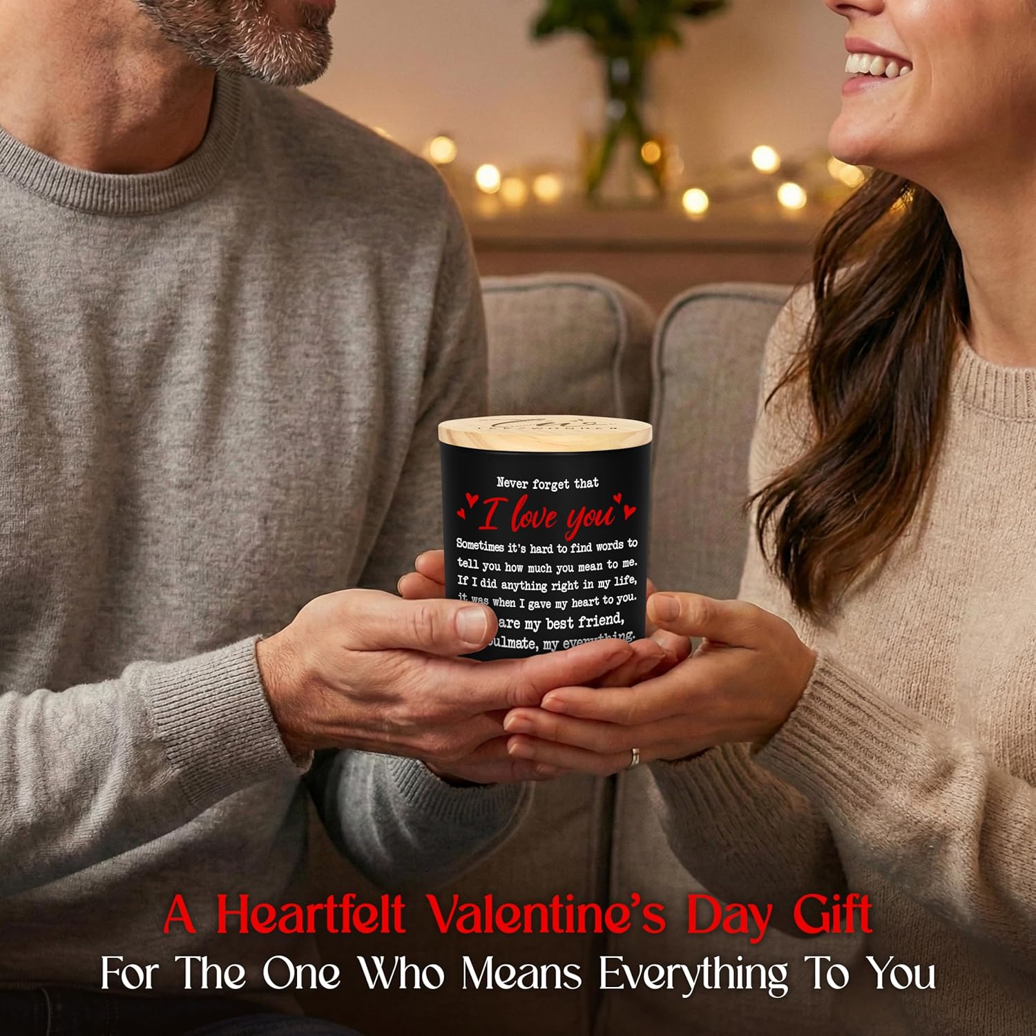 TEEZWONDER Couples Valentines Day Gifts for Her Him - Long Lasting Vanilla Lavender Candle 10 oz - Romantic Anniversary Birthday Gifts for Girlfriend Boyfriend, Wedding Gift for Women Men Husband Wife - Image 5