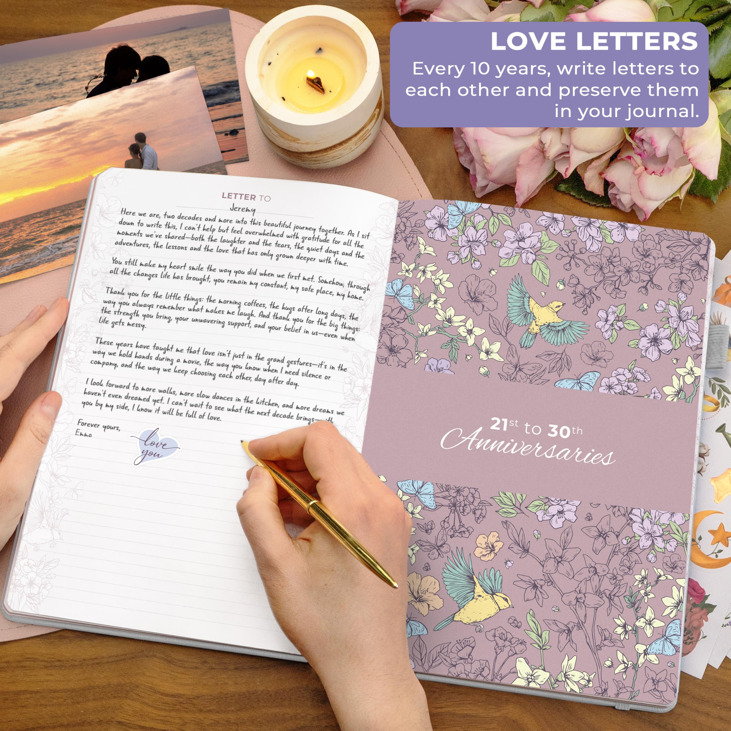 Clever Fox Journal d'anniversaire – Livre de souvenirs pour couple et album photo avec espace d'écriture – Cadeau de mariage (blanc)