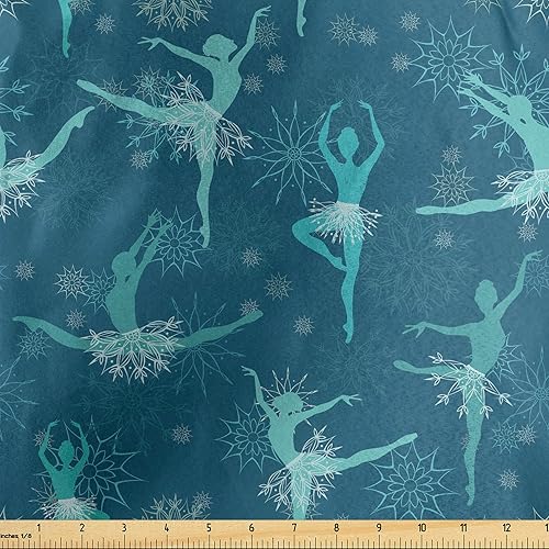 Miniatura 10 de Ambesonne Tela nórdica de The Yard, copos de nieve de Navidad con patrón geométrico escandinavo clásico ancestral, tela decorativa para tapicería y