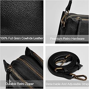 Doris & Jacky Soft Leather Crossbody Purse For Women Casual Triple