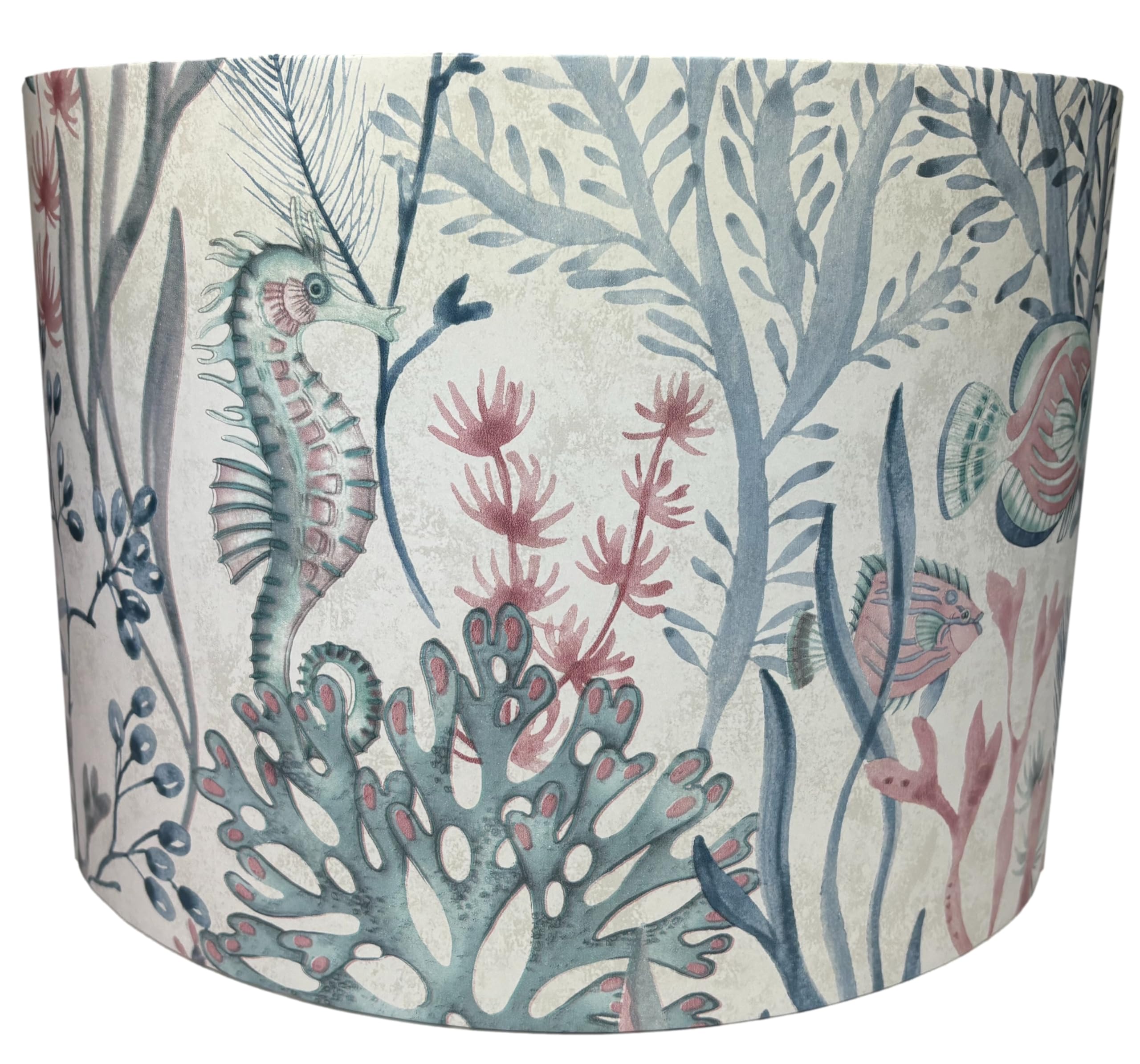 Lampshade Kings Teal, Blue, Pink Kids Nautical Lampshade For Ceiling & Table Lamps – Under The Sea Light Shade With Sea Turtle, Seahorse & Fish | Ocean Bedroom And Nursery Decor