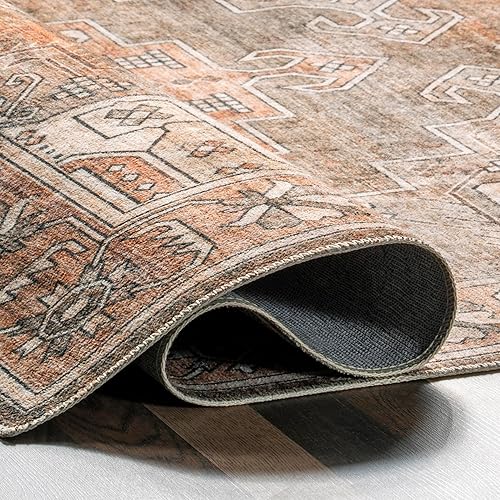 Miniatura 6 de nuLOOM Emerson - Alfombra persa ultra fina lavable a máquina, 3 x 5, color marrón