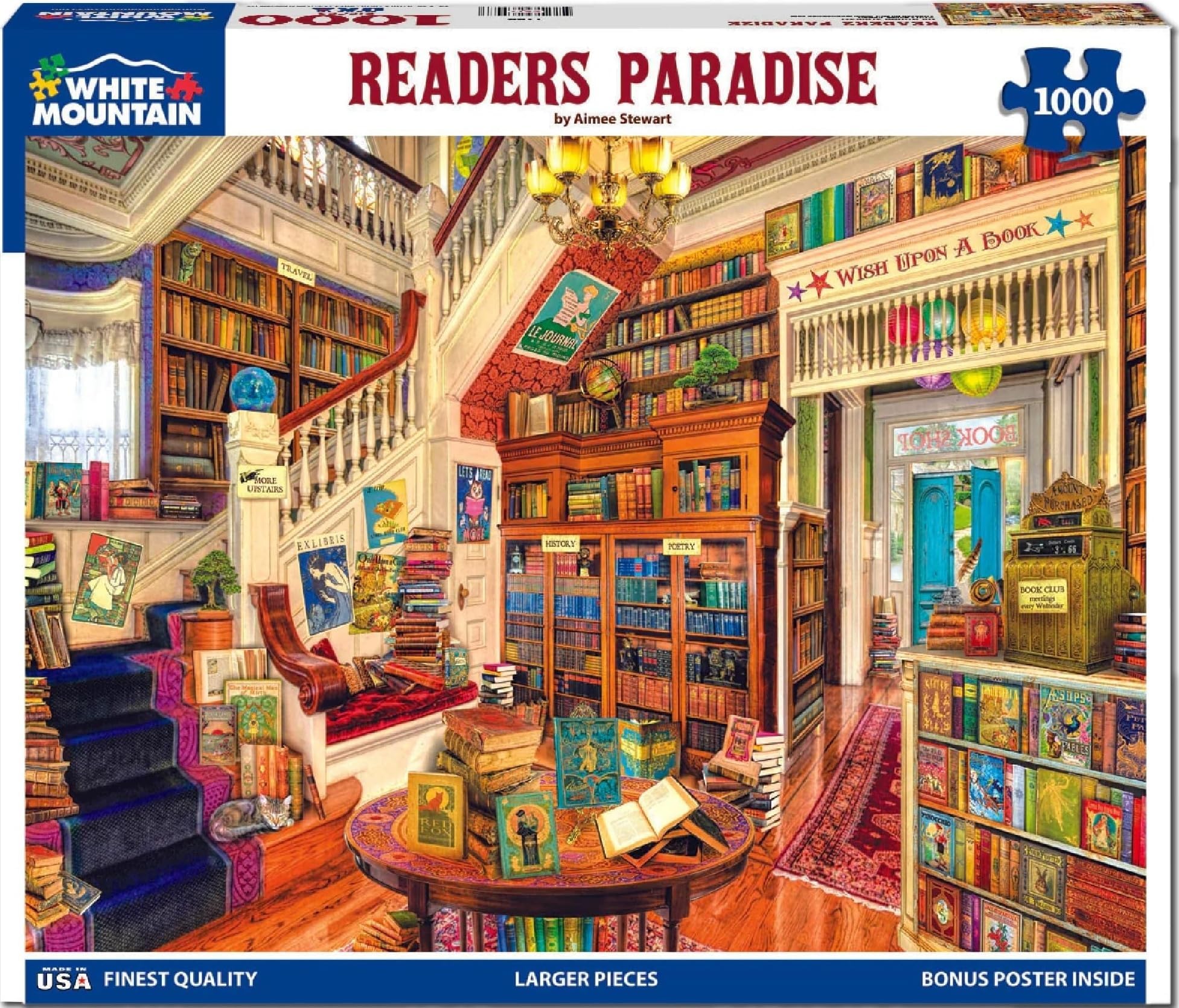 White Mountain 1000 Piece Jigsaw Puzzle Fun Library Book, Readers Paradise