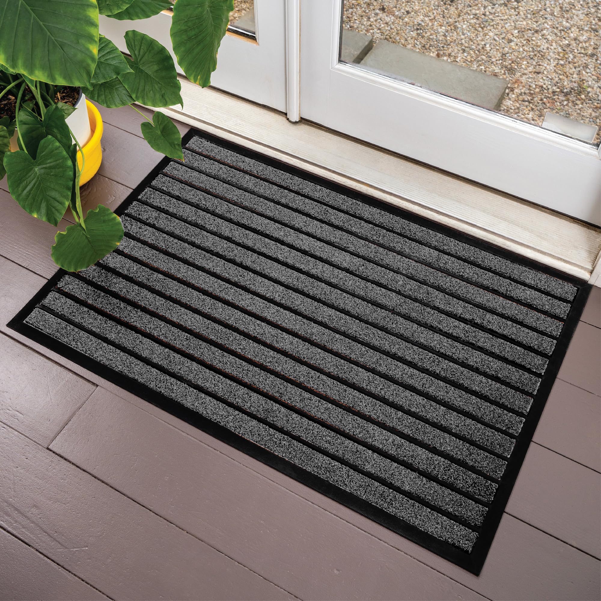 ubdyo Extra Durable Door Mat - Dirt Trapping Outdoor Welcome Mats - Non-Slip Outdoor Indoor Entrance - Low Profile Front Doormat(47" x 32", Bright Grey)