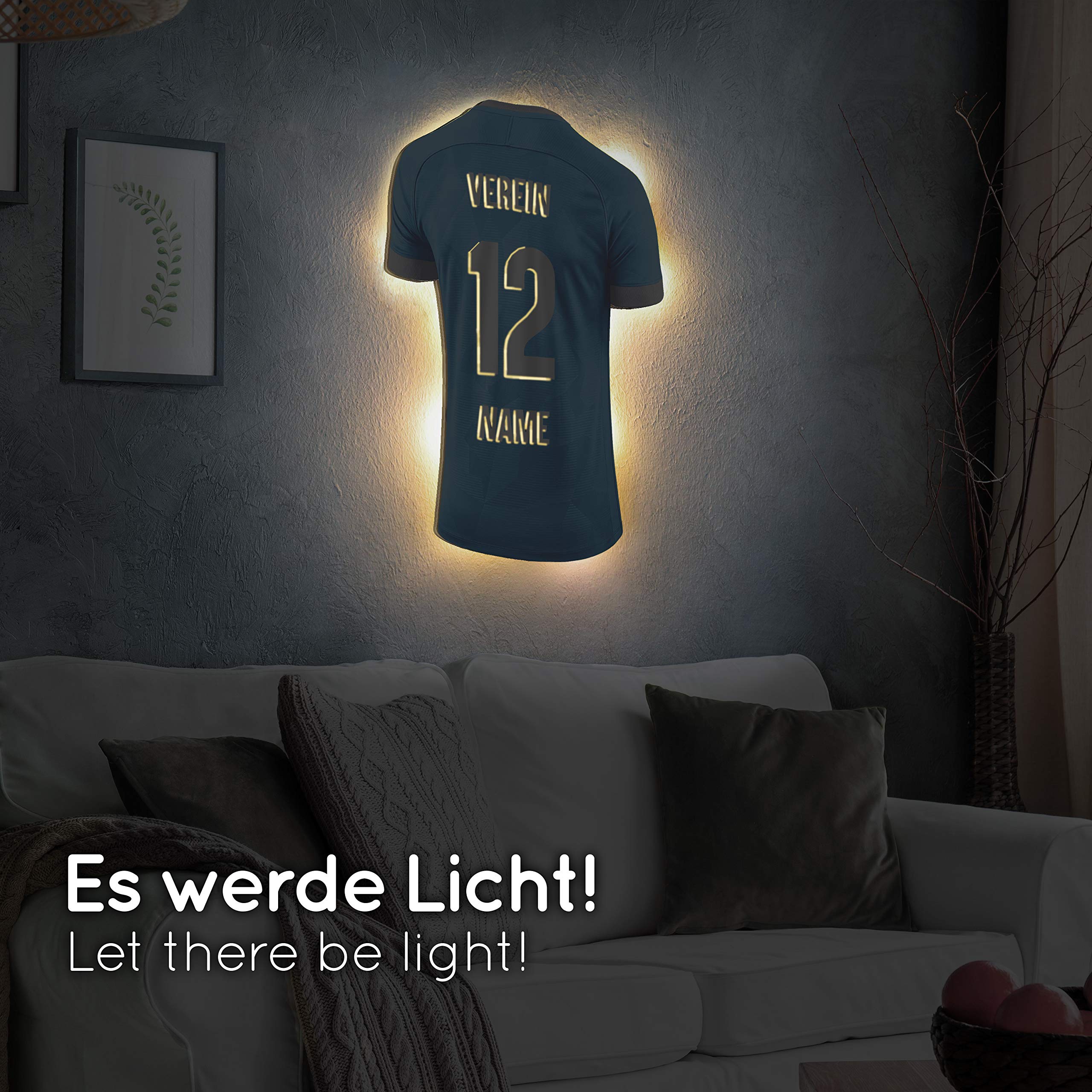 Elbeffekt Trikotlampe für Münchener Fans aus Holz - personalisierbares Geschenk - schenke Dein individuellen Münchener Fanartikel aus Echtholz