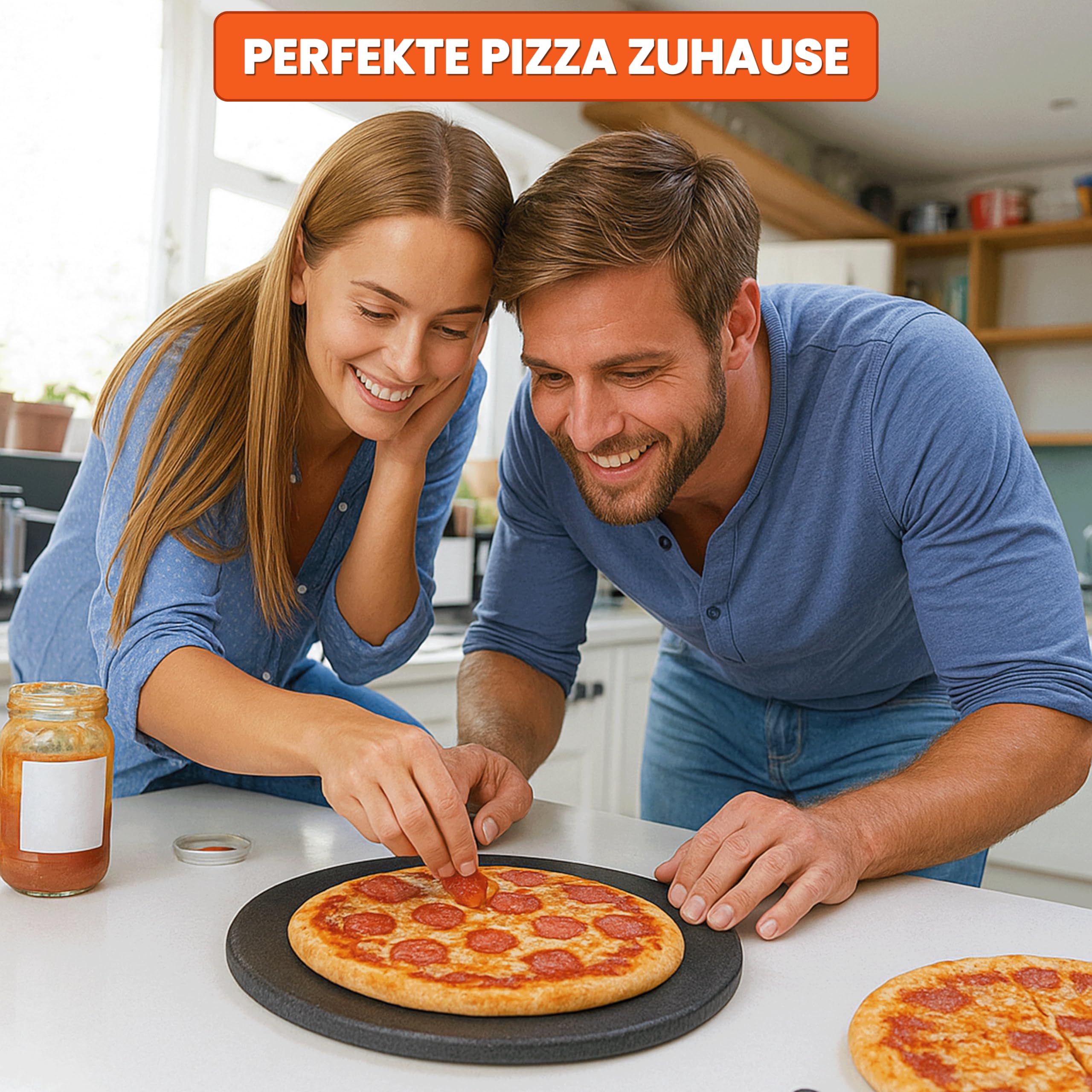 Pizzastein 410 × 12 mm aus glasiertem Cordierit für Grill & Backofen | Glasierter Cordierit-Pizzastein speichert Hitze gleichmäßig für knusprige Pizza und perfekte Backergebnisse