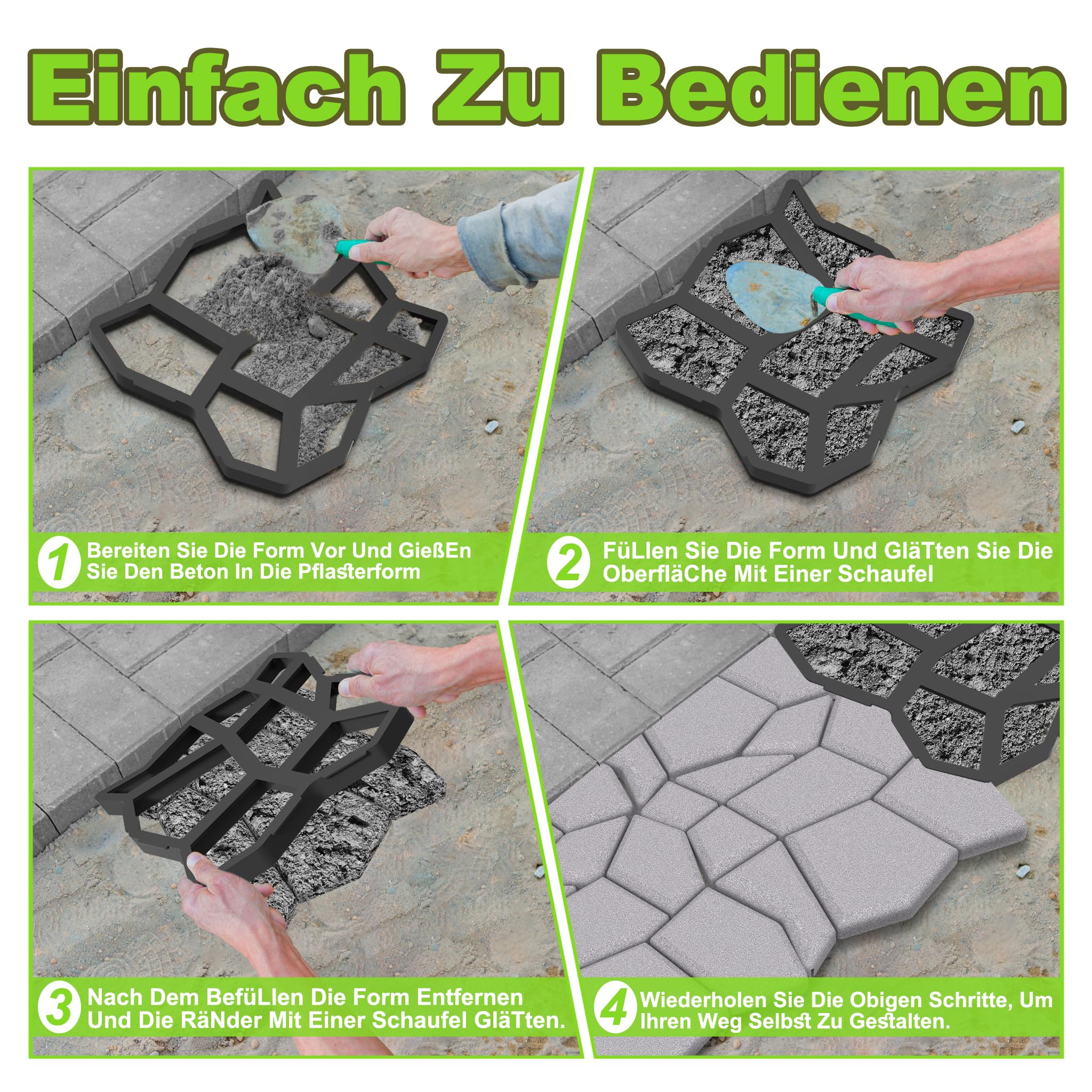 Aufun 2 moldes para pavimento DIY con 9 cámaras, formas de hormigón, 43 x 43 x 4 cm, plantillas para jardín, pavimentos, piedras para jardín, placas de terraza, molde de hormigón, negro, Tye A