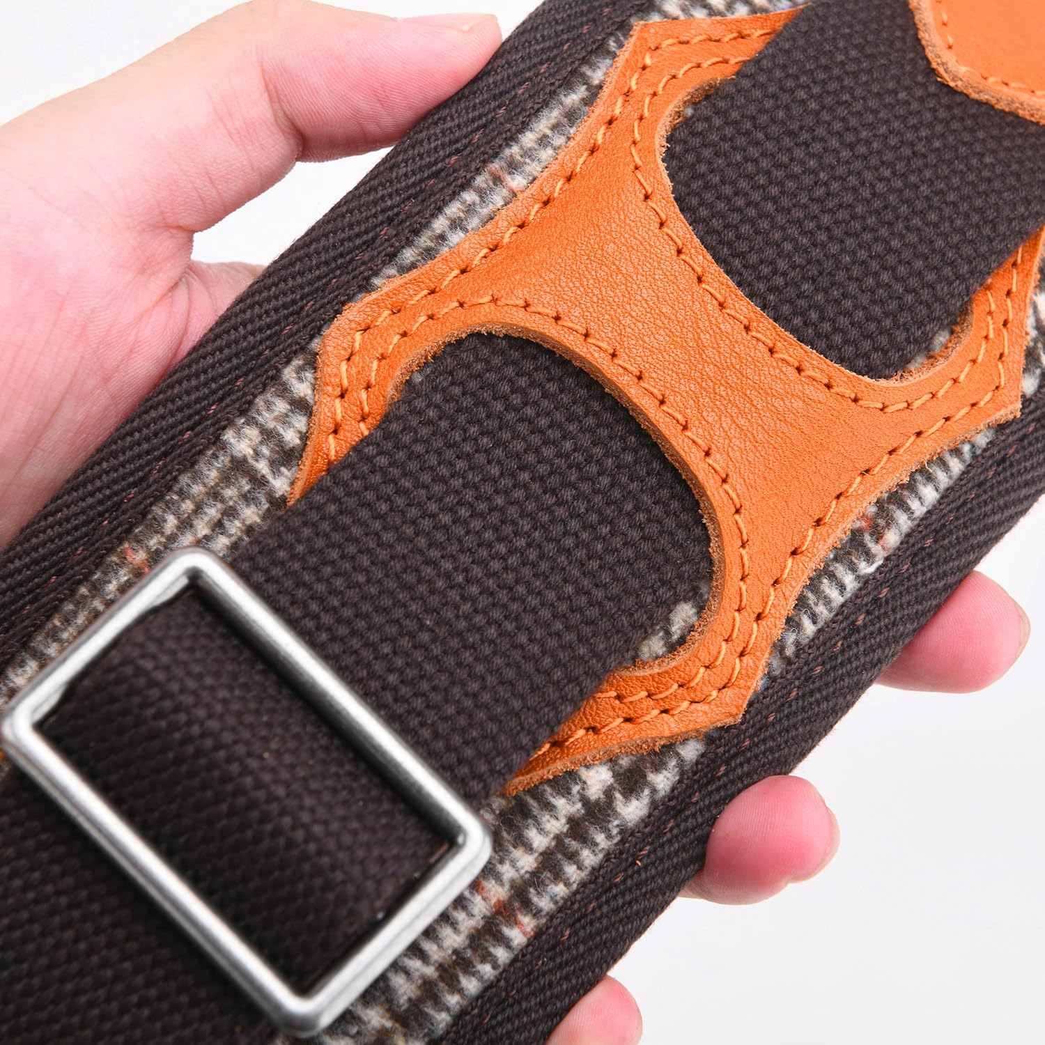 WAYNE'S DOG Soft Cotton & Leather Guitar Strap For Electric, Acoustic, and Bass Guitars, 3" Wide
