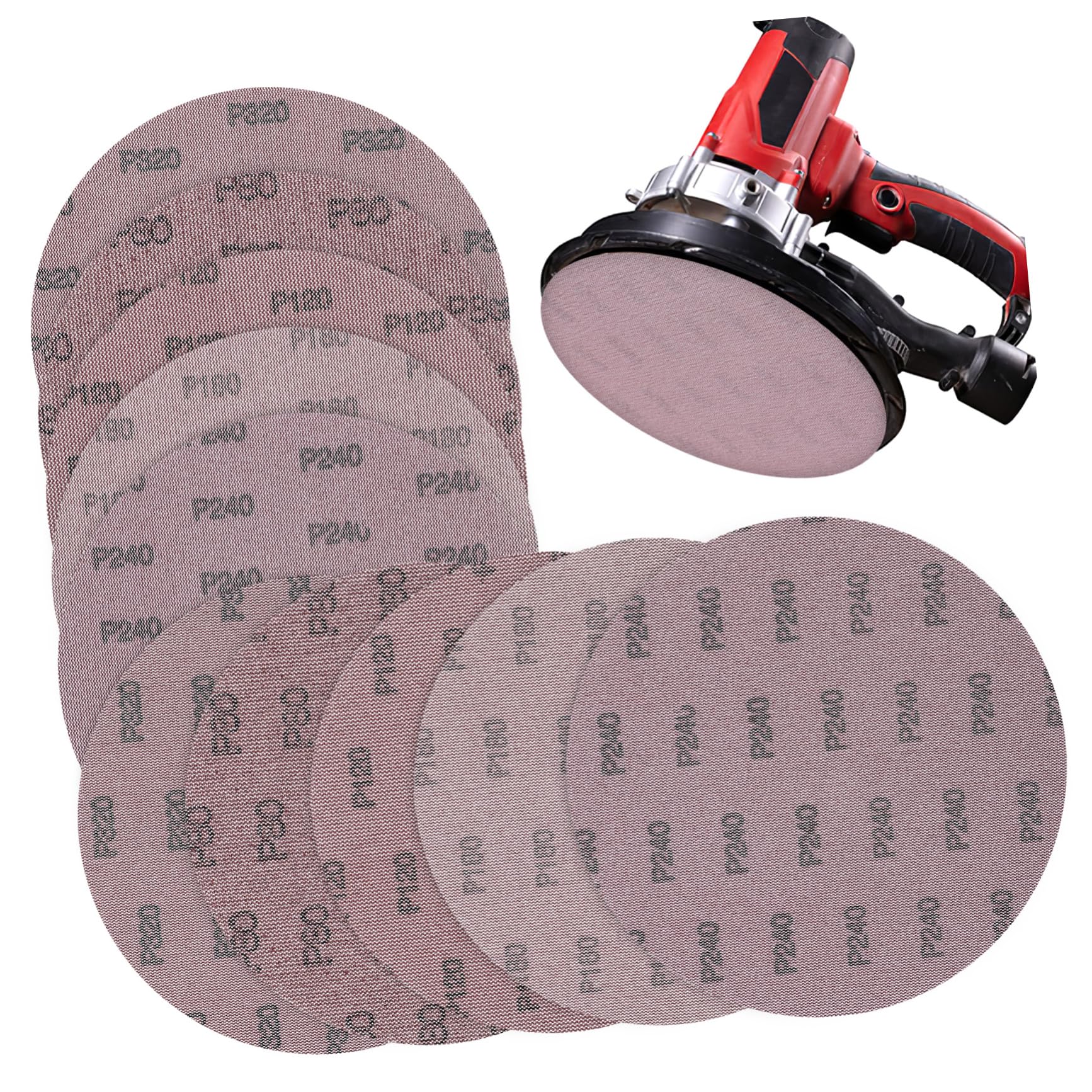 HOLIDYOYO 10Pcs Assorted Grit Drywall Sanding Discs Hook and Loop Sandpaper Pads for Polishing Grits for Home Renovation and Construction