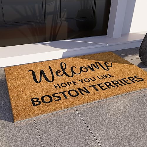 Miniatura 7 de Decor SOHO Tapete para puerta de Boston Terrier, con la esperanza de que te guste Boston Terrier, divertido tapete de fibra de coco de bienvenida