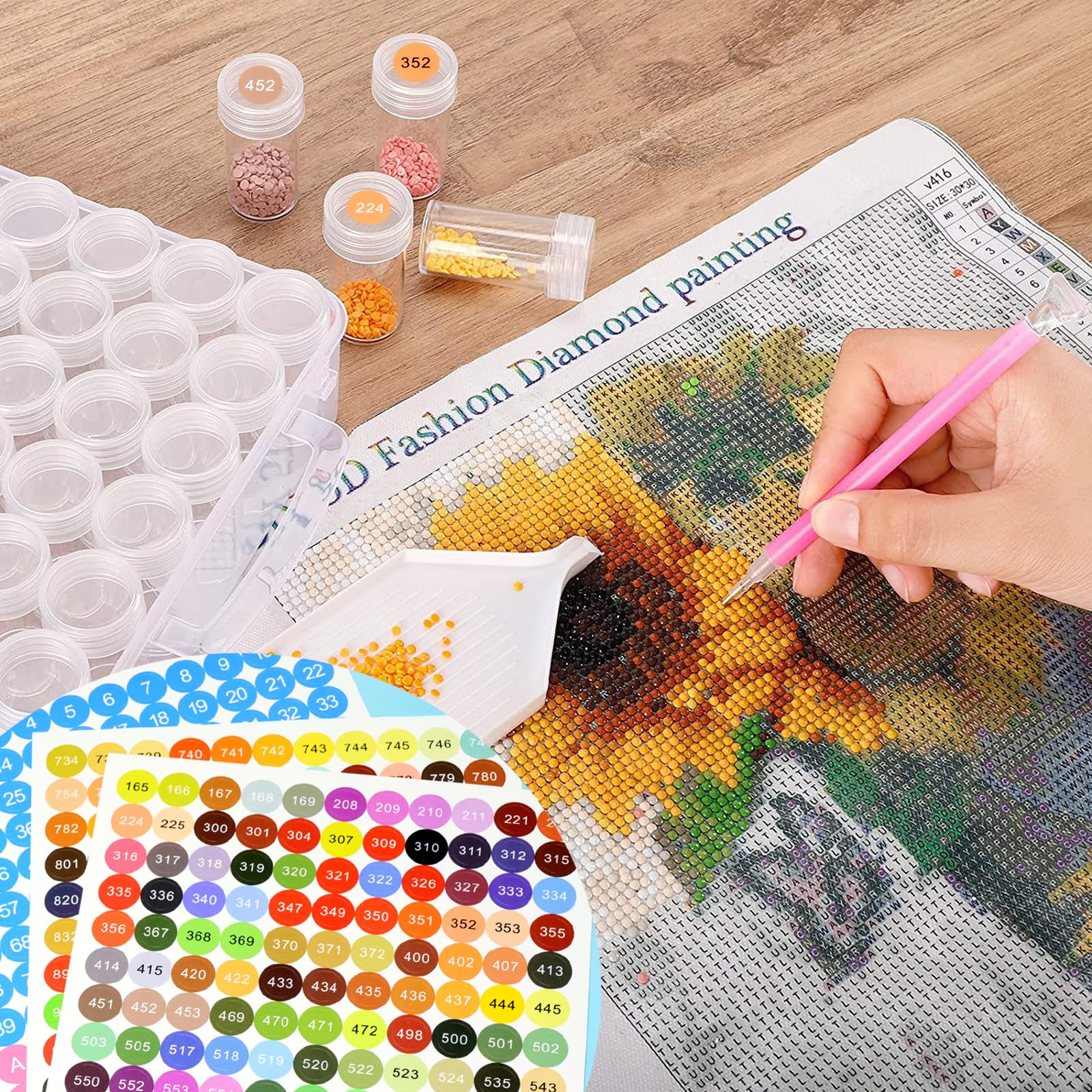 ARTDOT 2 Set Etiquettes Autocollantes Pour Boite Rangement Diamond Painting, 489 Couleurs