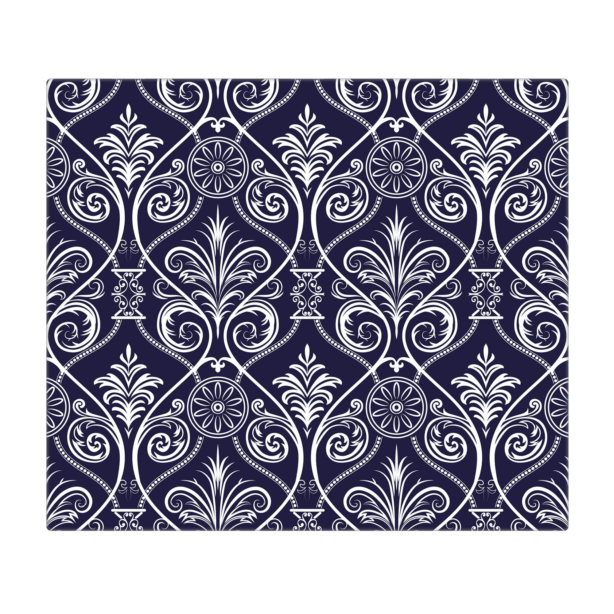 banjado Herdabdeckplatte Glas mit abstraktem Muster Design mit Schneidebrett Funktion, 60x52 cm einteilig, gehärtetes Sicherheitsglas, Ceranfeld Abdeckung als Spritzschutz, mit Motiv Blaue Tapete